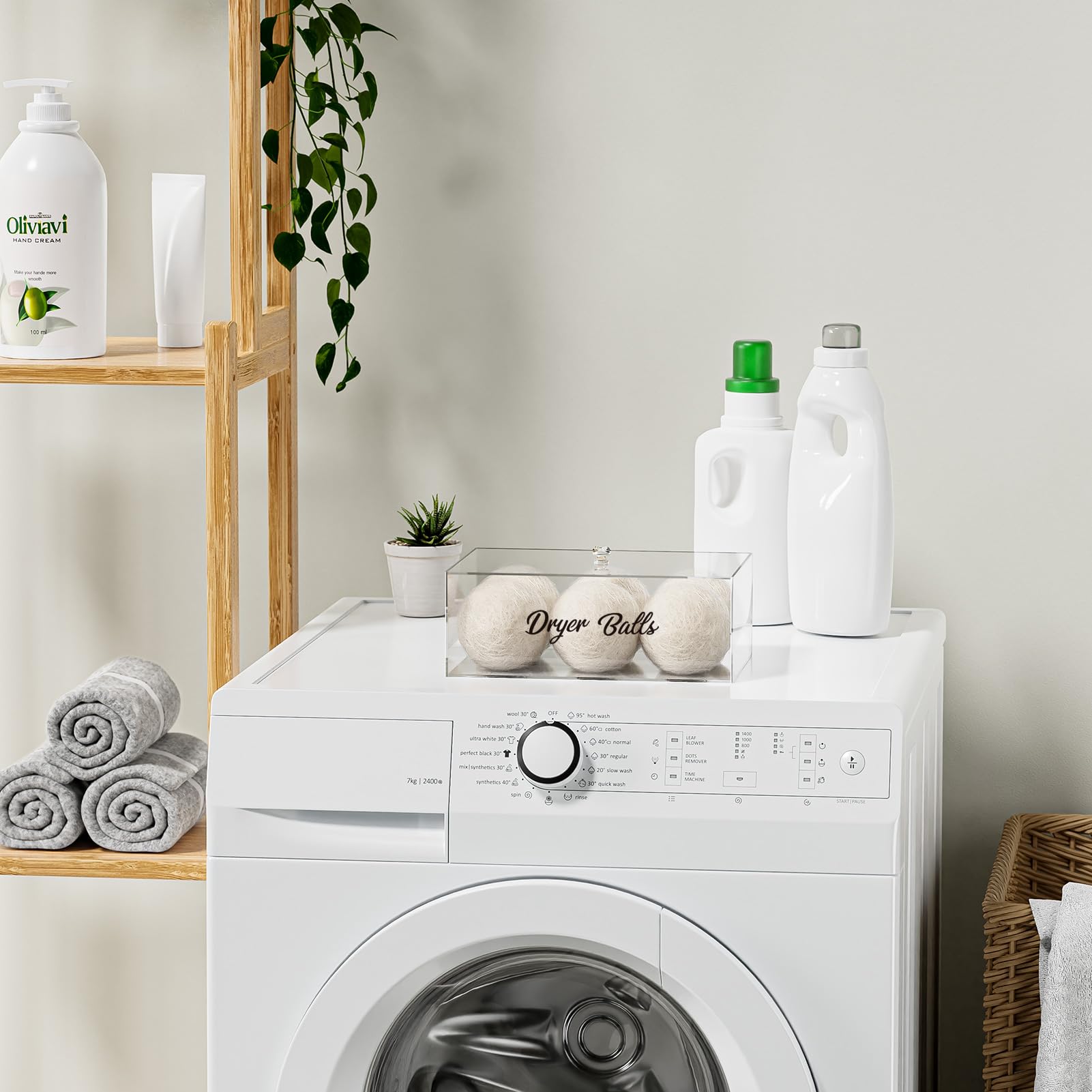 Dryer Ball Holder For Laundry Room ,Acrylic Dishwasher Pods Container With Lid,Dryer Balls Dispenser,Laundry Room Organization A