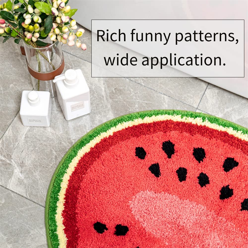Watermelon Bath Mat For Bathroom, Cute Bathroom Mats Non Slip Fruit Shaped Washable Bathroom Bathtub Rug Absorbent Shower Rugs D