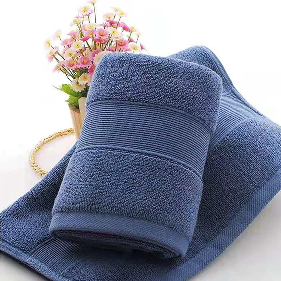 Lchkrep Bathroom Hand Towels (14x30 inch)  Home Soft 100% Cotton Super Soft Highly Absorbent Hand Towels for Bath  Hand  Face  Gym and Spa (Navy Blue 2 Pack)