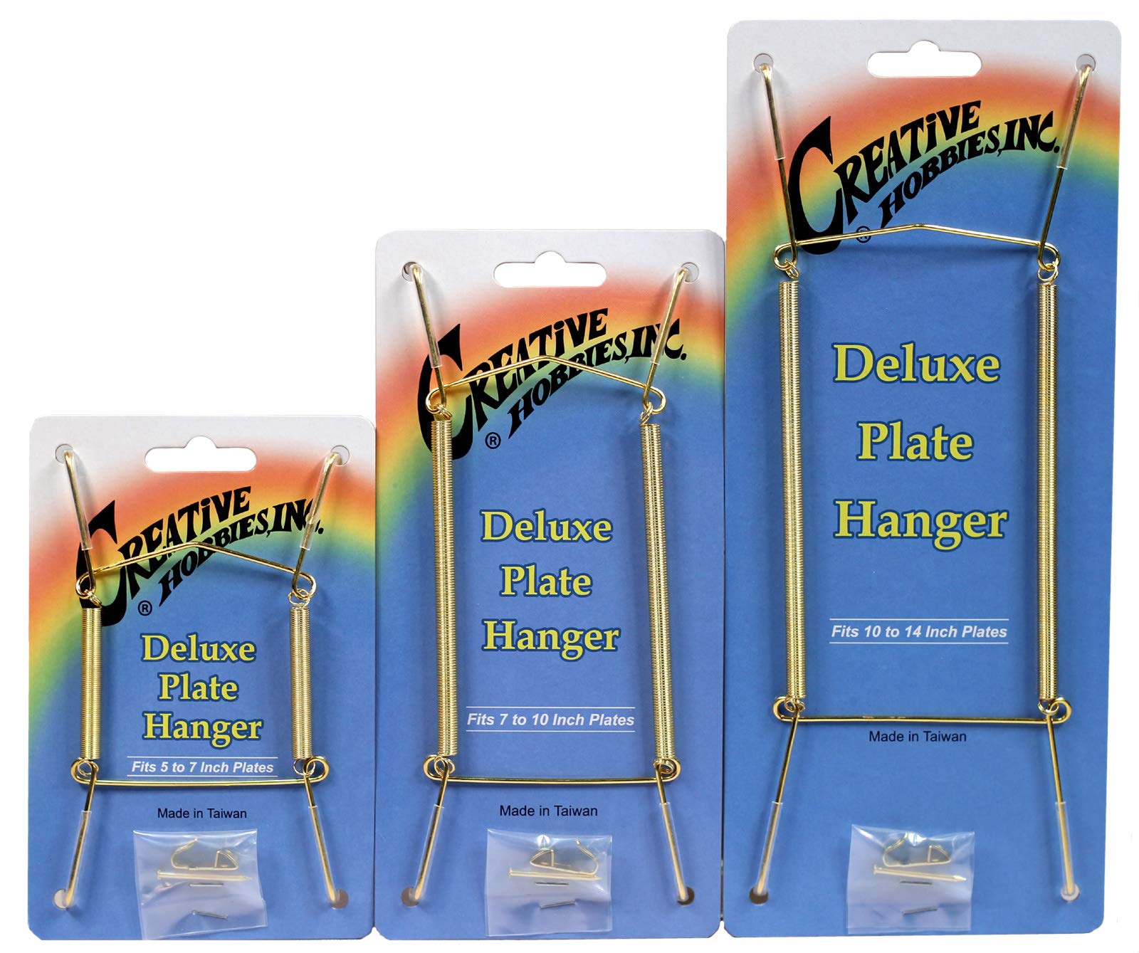 Creative Hobbies Deluxe Plate Display Hangers - 3 Different Sizes Assortment - Assembled & Ready to Use - Hang 5 to 14 Inch Plat