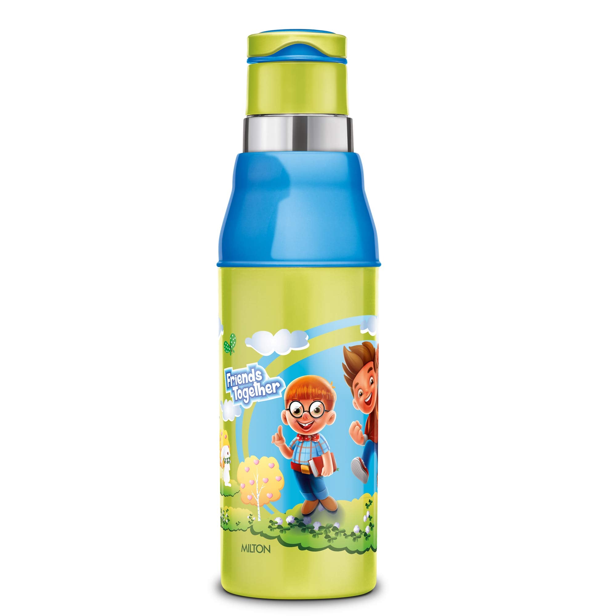 Milton Kool Steelight 600 Insulated School Kids Bottle With Inner Steel, 1 Piece, 520 Ml, Green | Leak Proof | Easy Grip