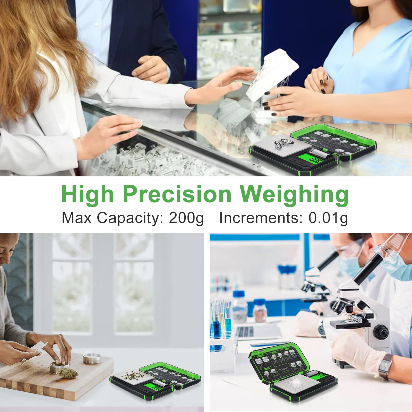 Fuzion Tu-X Digital Gram Scale, 200G/0.01G Pocket Herb Scale With 6 Units For Personal Hobbies, Small Scale .01 Gram Accuracy Me