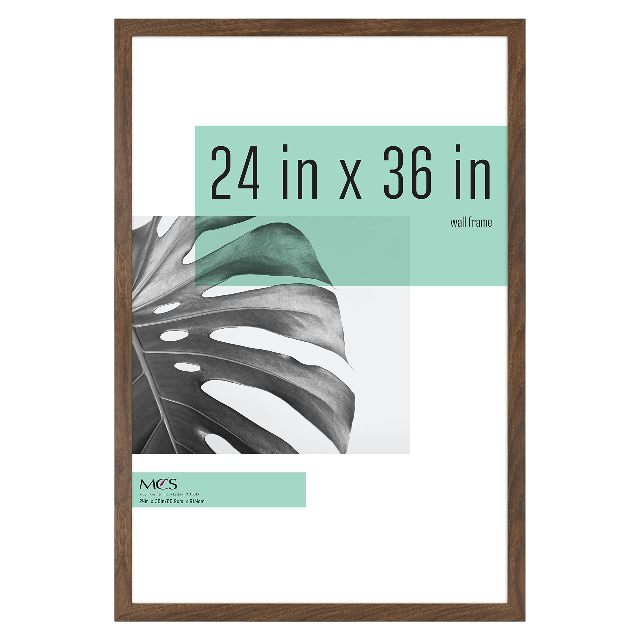 MCS Studio Gallery 24x36 Poster Frame Walnut Woodgrain, Vertical & Horizontal Wall Hanging Large Picture Frame for Photos, Poste