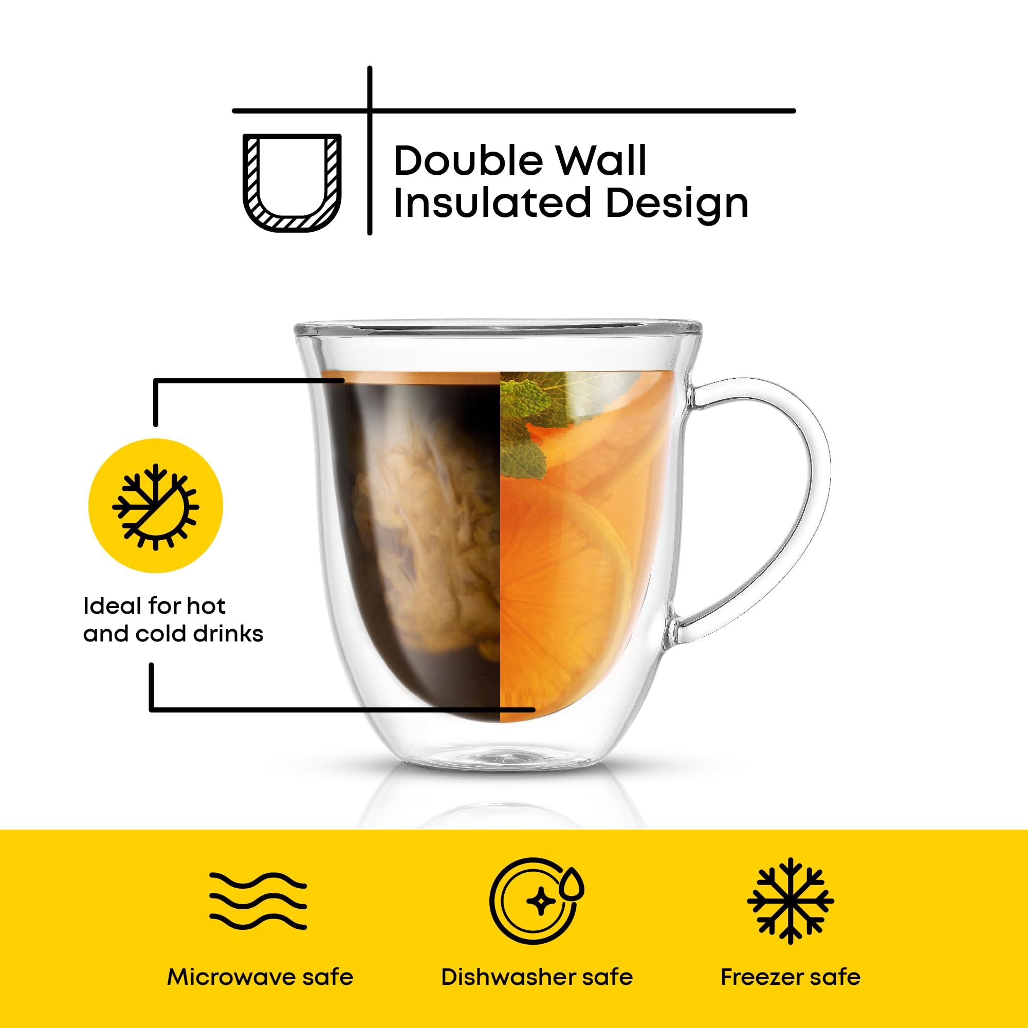 Joyjolt Serene Double Walled Insulated Glasses Coffee Mug (Set Of 2) 13.5 Ounces