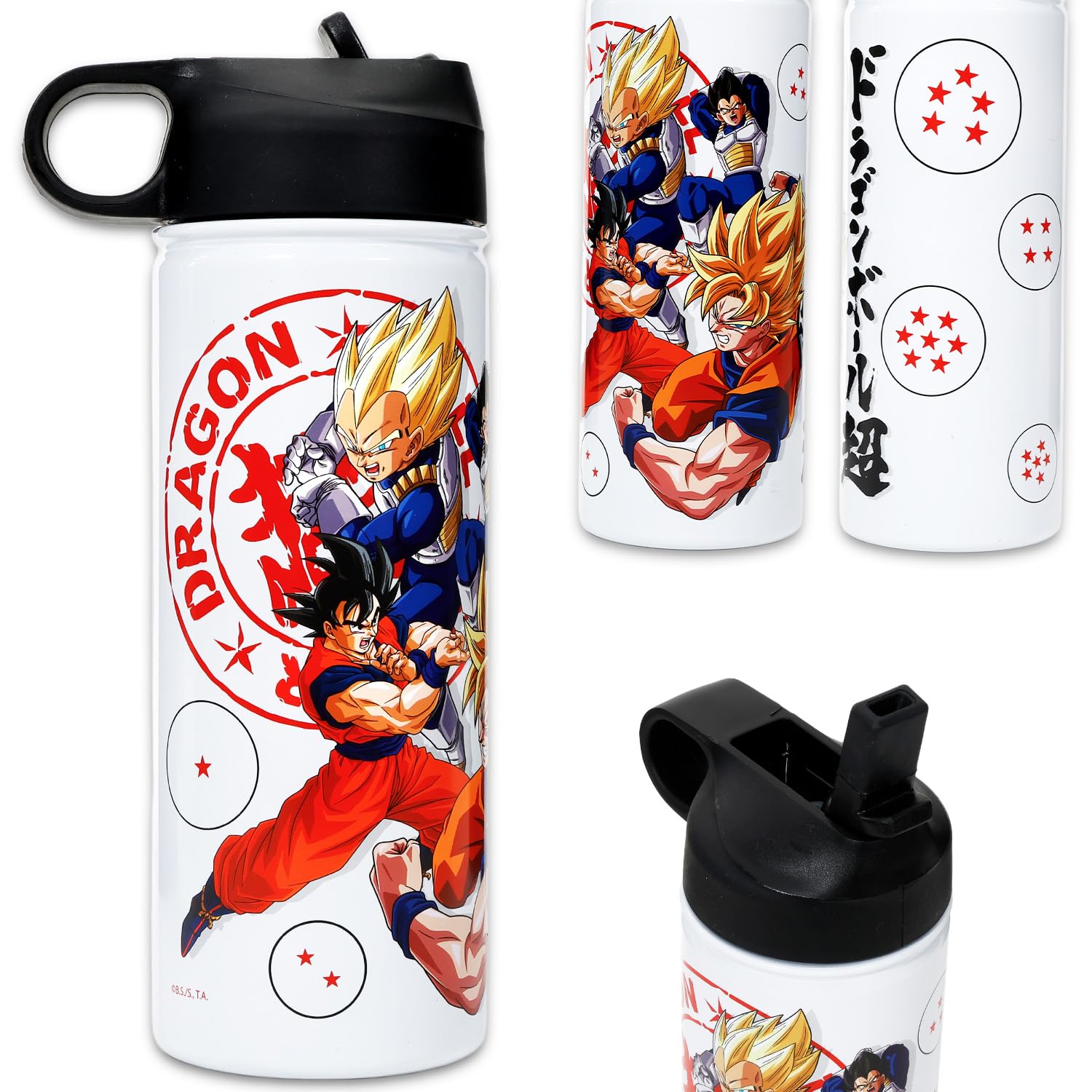 Dragon Ball Z Water Bottle Set - Bundle with Collectible Stainless Steel 24 Oz Water Bottle Plus Stickers Merchandise Gift Set