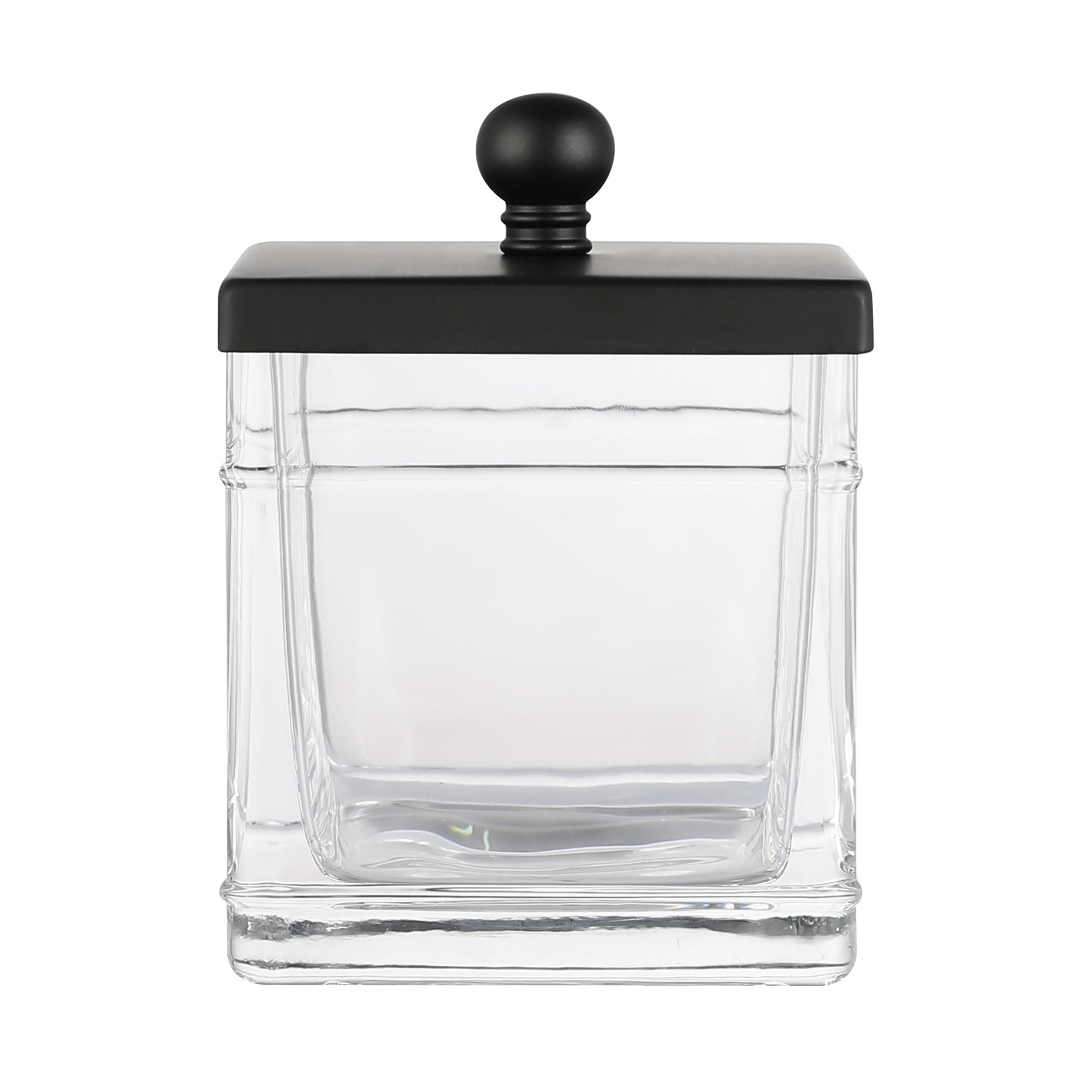 Indecor Home H Halston Apothecary Glass Cotton Jar Holder For Qtips, Cotton Balls, Floss, Storage Canister ,Bathroom Organizatio