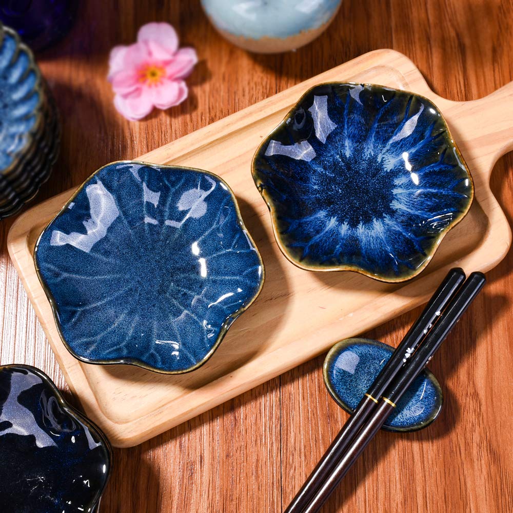 Bosili Japanese Blue Soy Sauce Dishes Vintage Ceramic Dipping Sauce Dish Bowl Set Of 5 Asian Sauce Bowls For Sushi Sauce Side Di