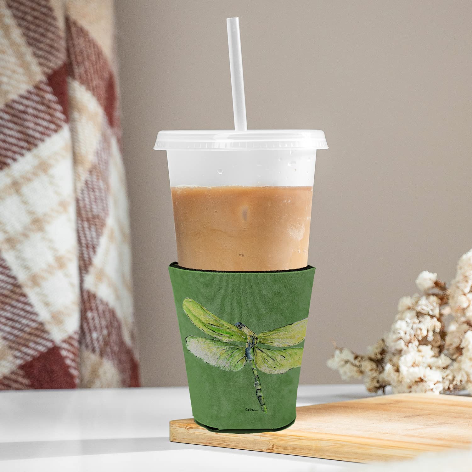 Dragonfly on Avacado Solo Cup Beverage Insulator Hugger