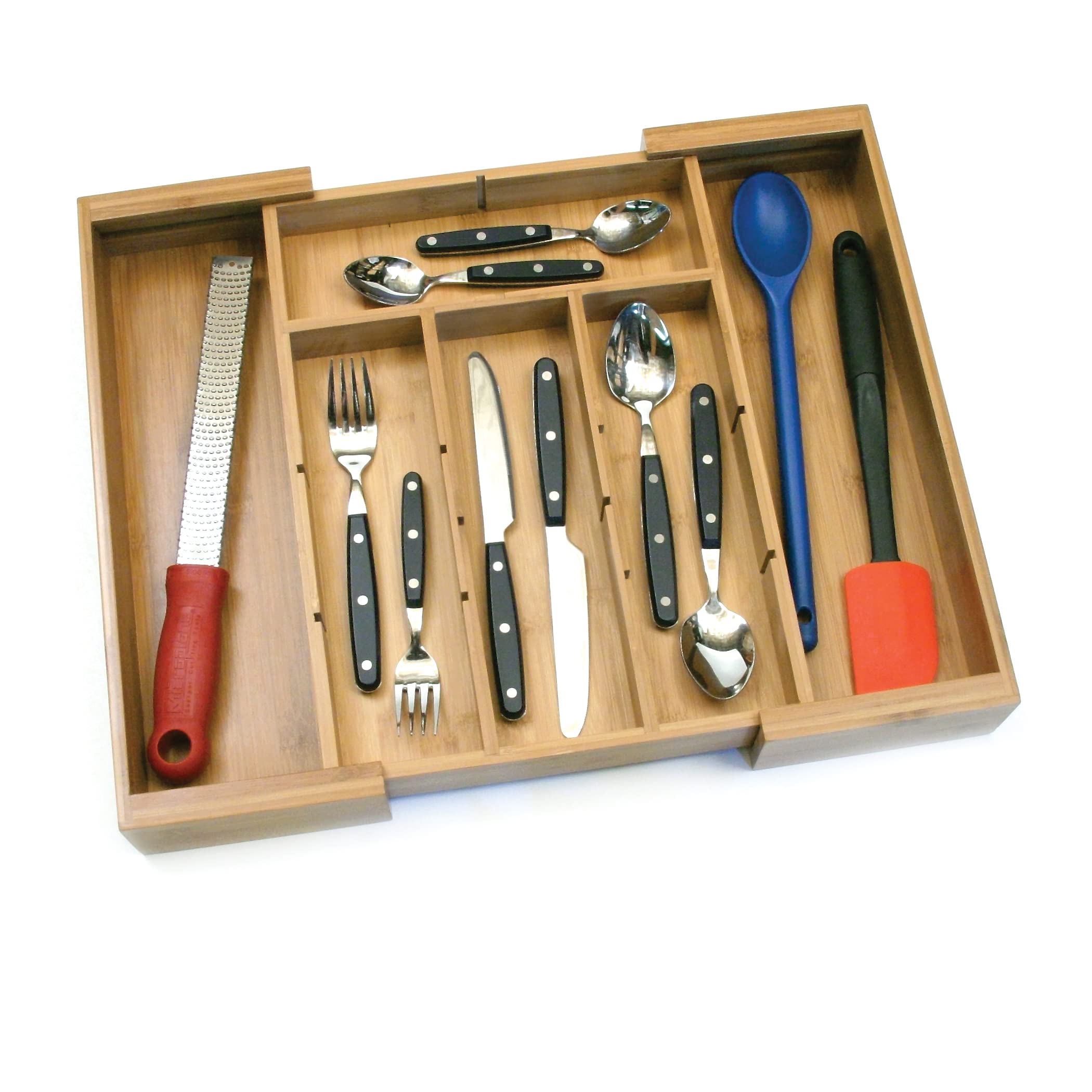 Lipper International 8882 Bamboo Wood Expandable To 18-3/4'' Flatware Drawer Organizer With Removable Dividers