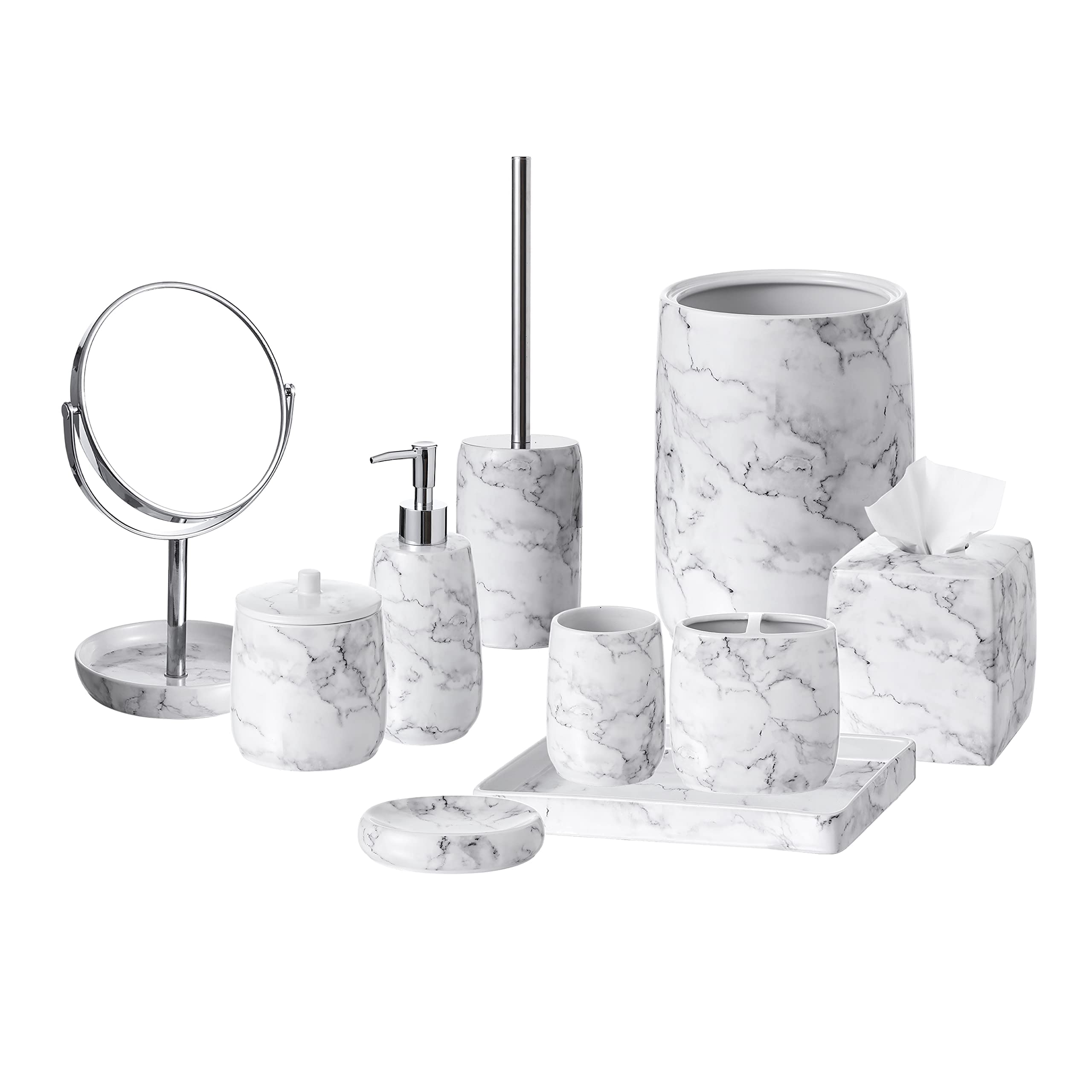 Motifeur Bathroom Accessories - Ceramic Lotion Dispenser/Soap Pump (Marble Look)