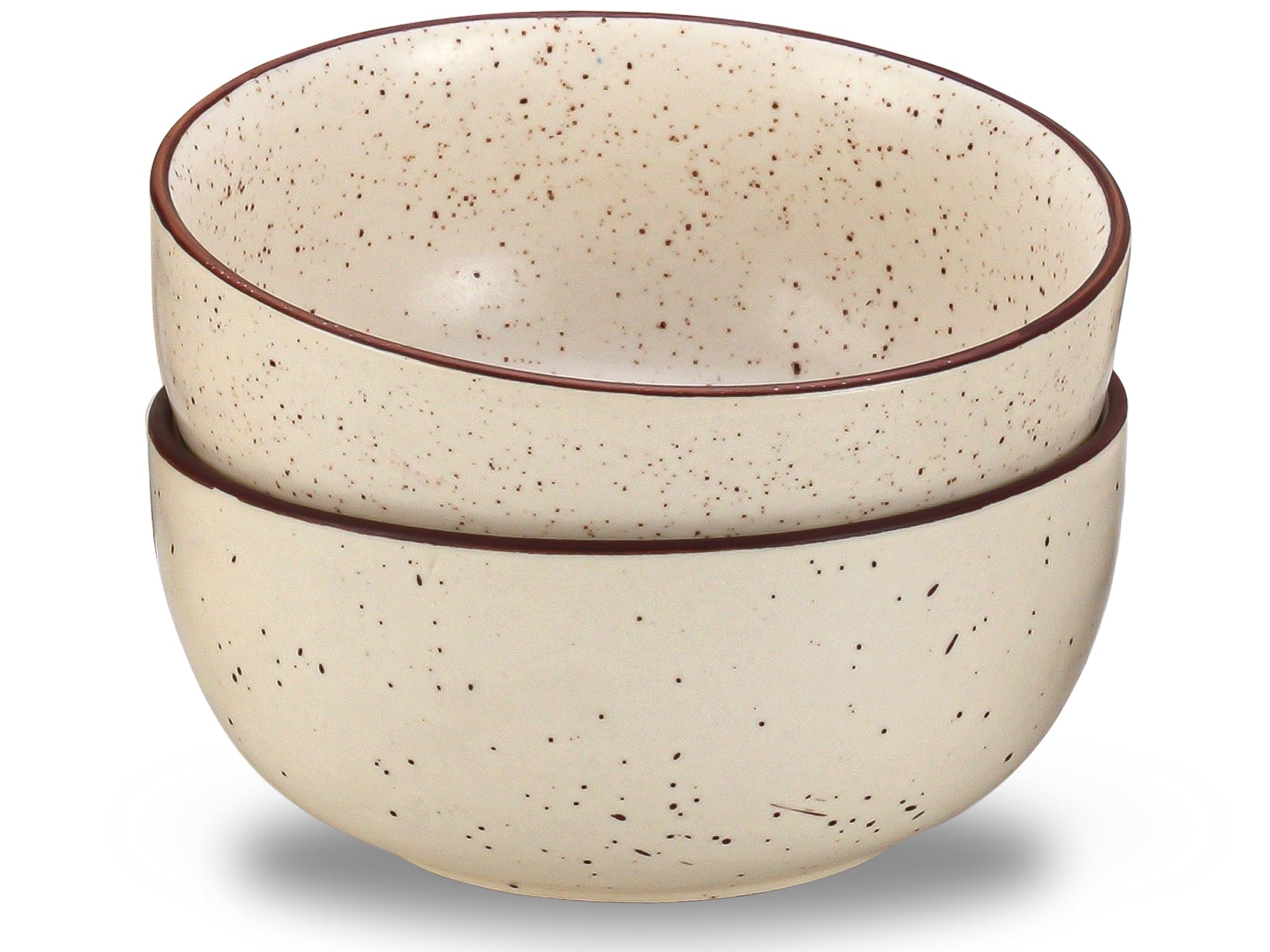 Bodhi House Ceramic Serving Bowls Set Of 2 - Beige Speckled Snack Bowls For Pasta, Noodles, Maggi, Salad, Cereal - Microwave Saf