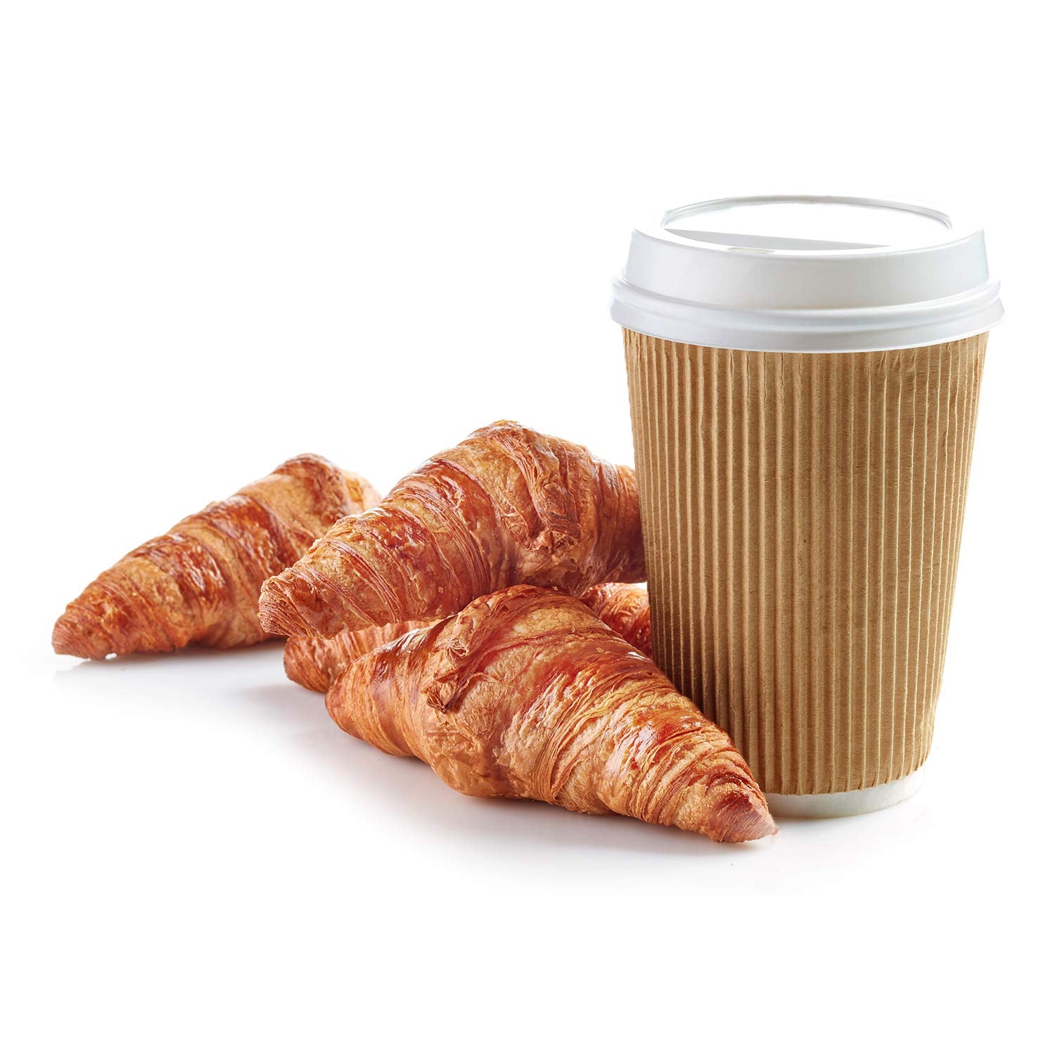 Comfy Package [12 Oz. - 50 Sets Insulated Kraft Ripple Paper Hot Cups, Disposable Coffee Cups With Lids - Ideal For Hot Beverage
