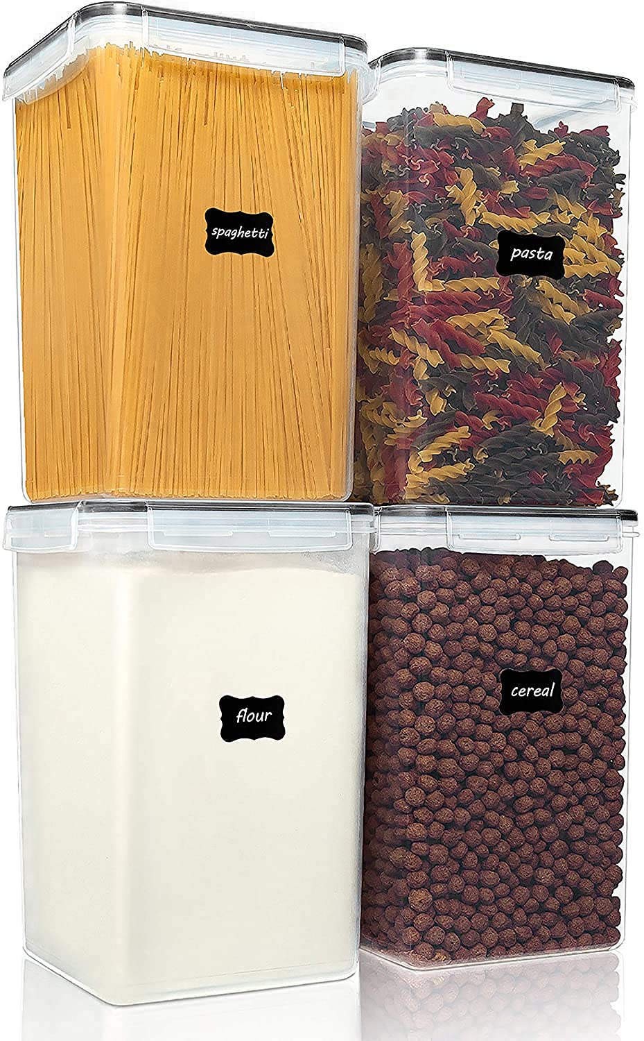 Vtopmart Extra Large Tall Airtight Food Storage Containers, 4 Pieces 5.9Qt/6.5L Plastic Pba Free Kitchen Pantry Storage Containe