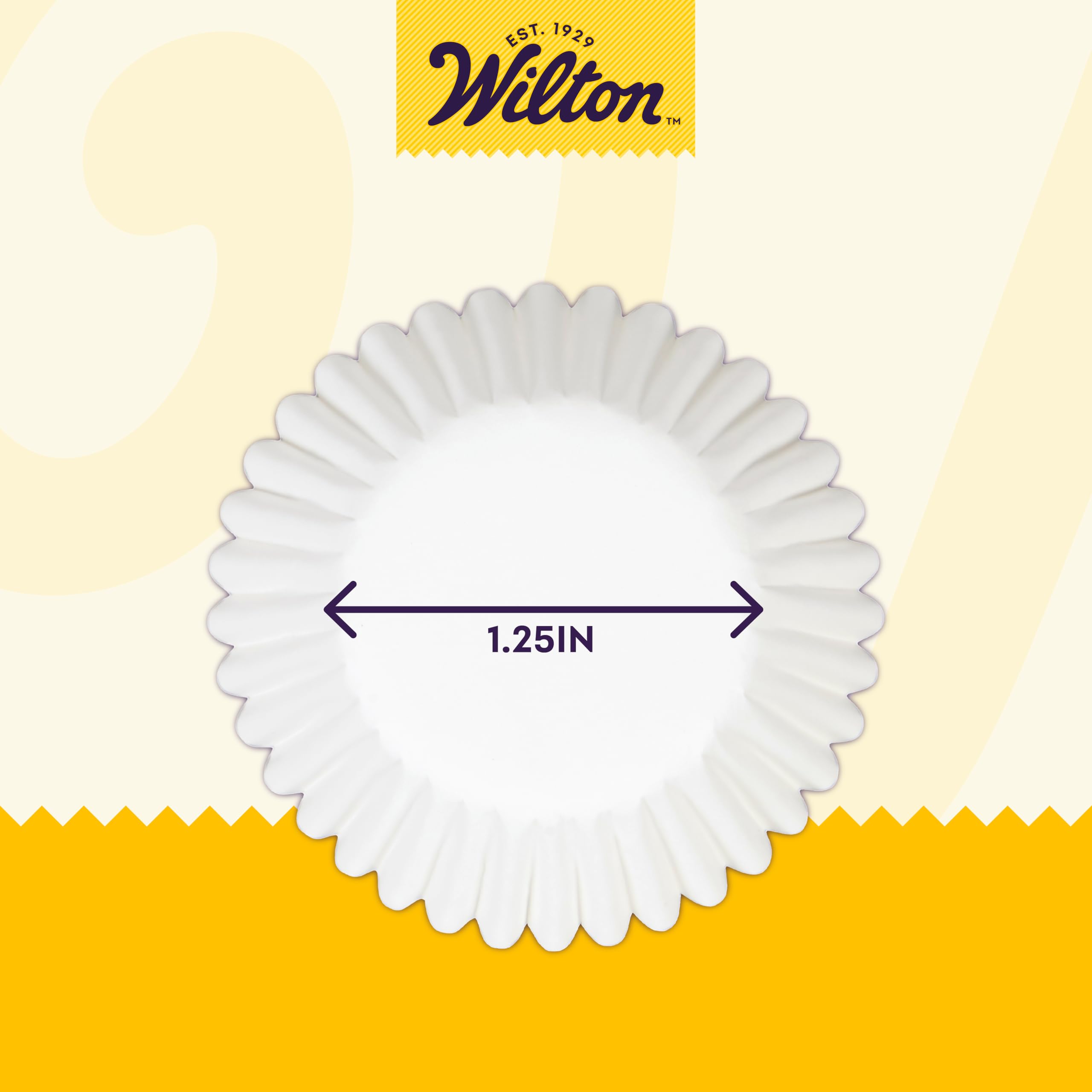 Wilton Mini Baking Cups - Use Mini Baking Liners For Baking Cupcakes Or Muffins, Ideal For Holiday Candy And Nuts Too, White, 1.