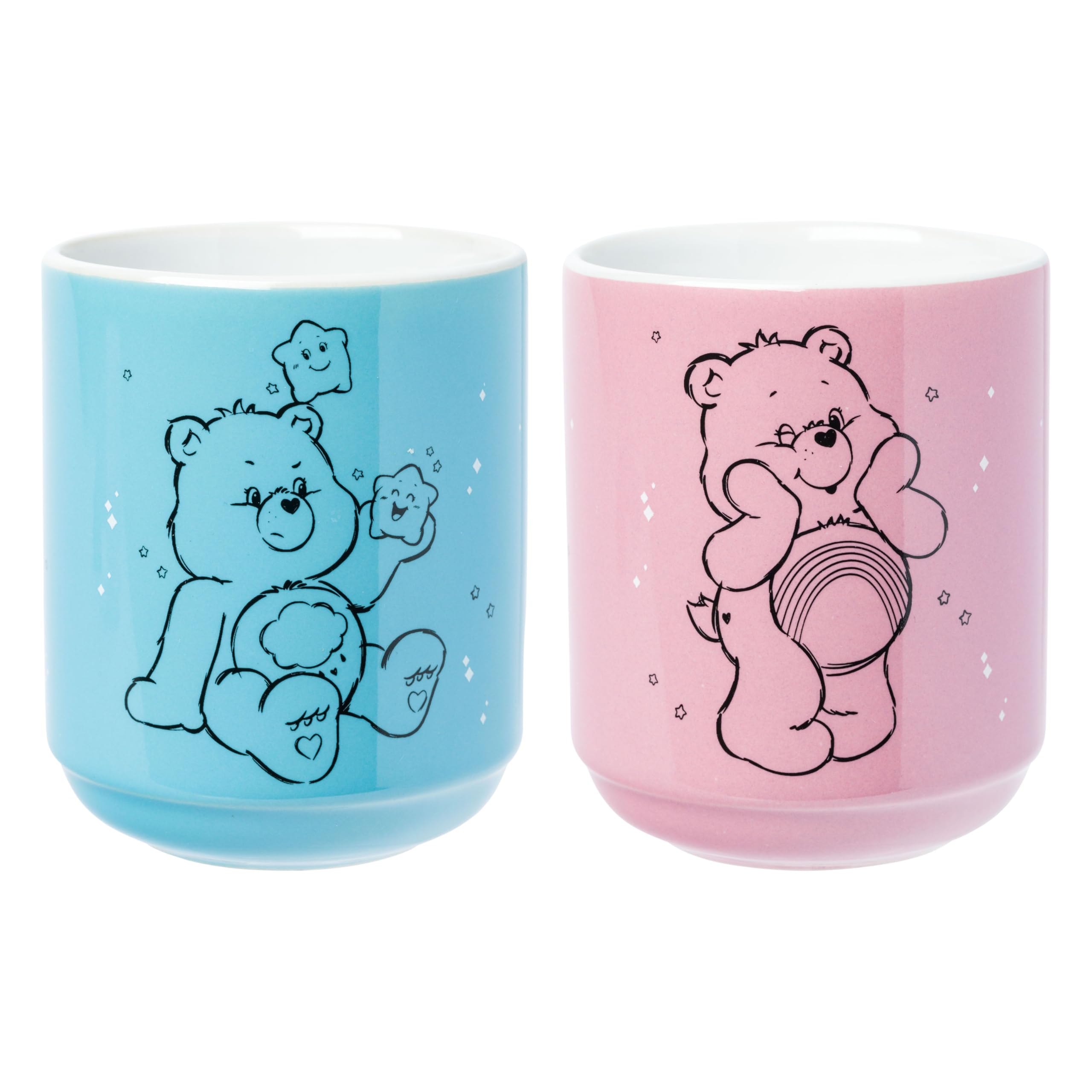 Silver Buffalo Care Bears, 2 Pack Asian Tea Cup Set, 12oz