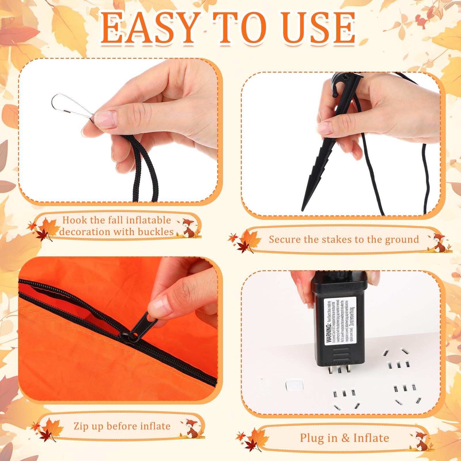 Soulchen Thanksgiving Fall 5.25 ft Pumpkin Inflatable Decorations Blow up Decor Fall Pumpkin with LED Lights Inflatable Decorati