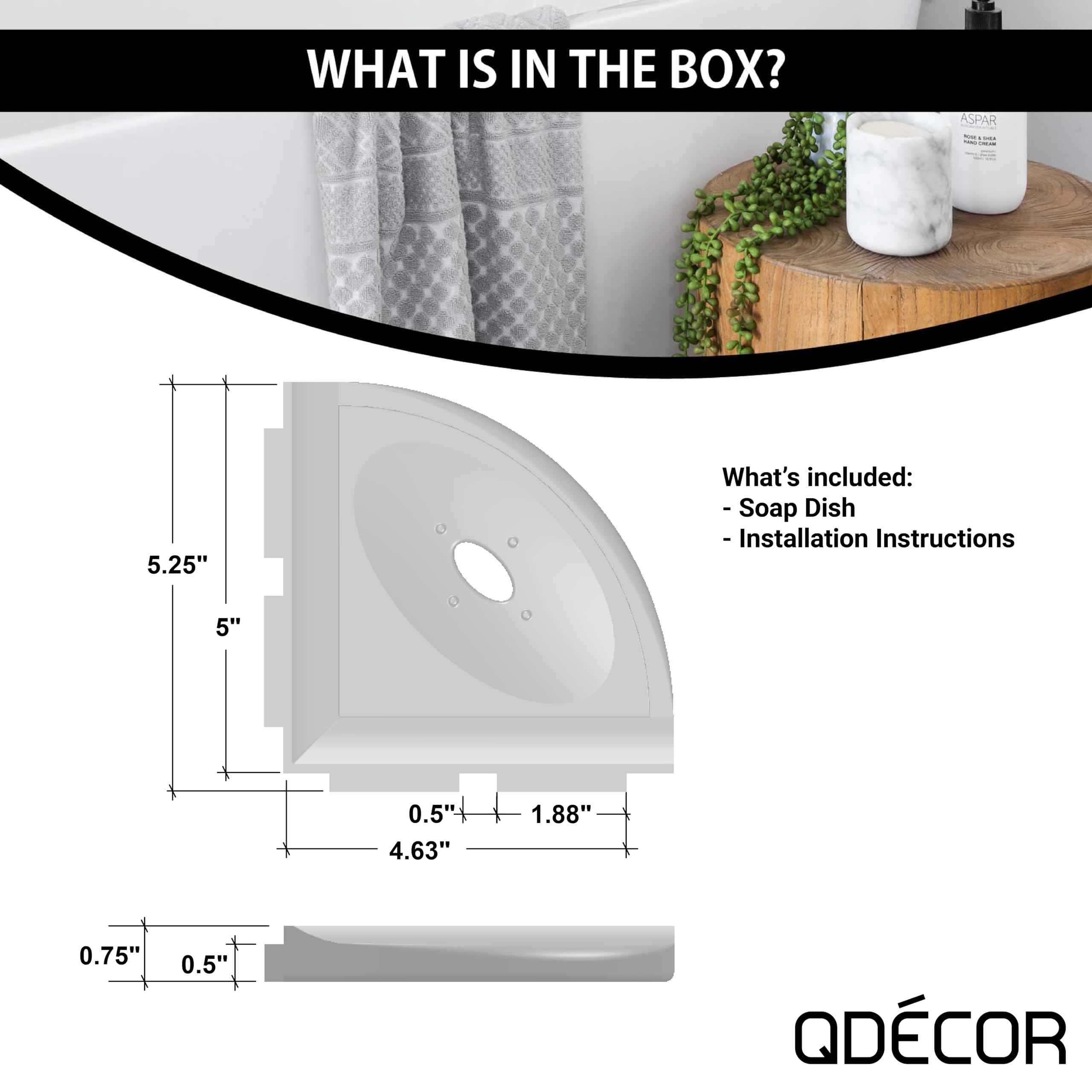 Questech Decor Shower Soap Dish, Lugged For New Construction, Corner Shower Shelf For Tiled Shower Walls, 5 Inch Metro Lugged Sh