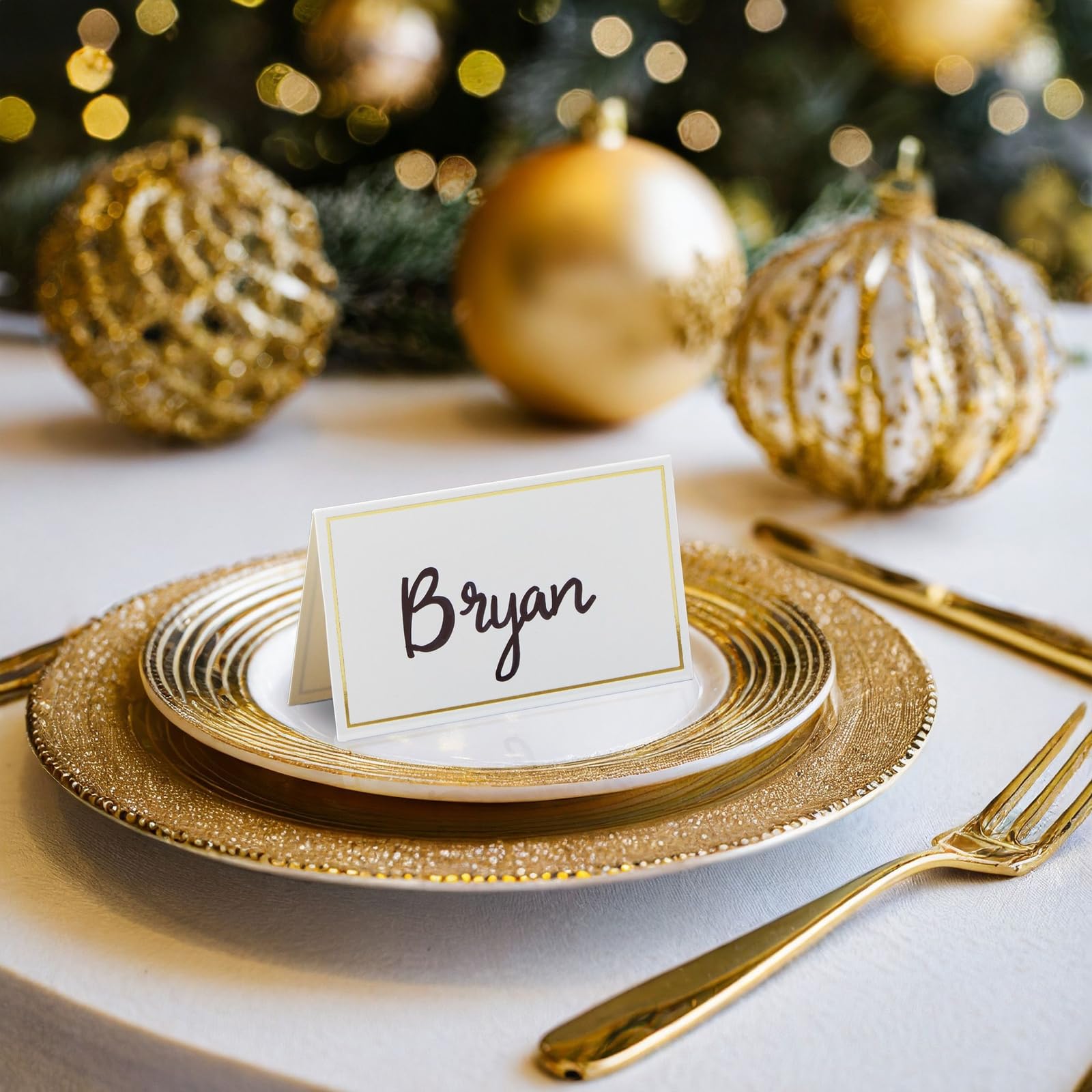 100 Pack Wedding Place Cards For Table Setting, Blank Table Name Cards, Gold Place Cards For Birthday, Banquet, Events, Reserved