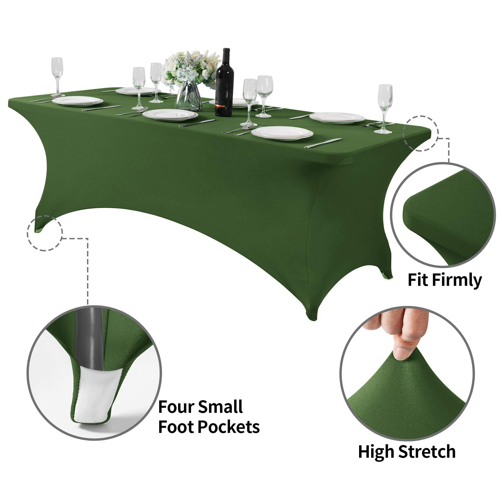 Hezuzo Spandex Table Cover For 8Ft Table Universal Fitted Stretch Tablecloth For Party, Banquet, Wedding And Events-Willow