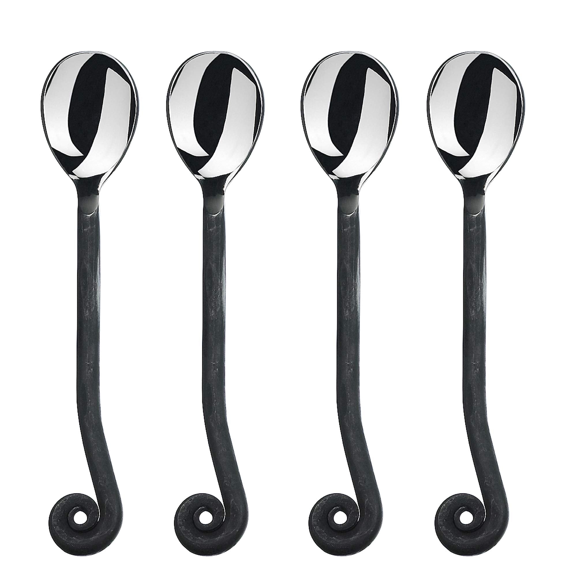 Gourmet Settings 4-Piece Mini Spoons Set, Treble Clef Collection Polished/Matte Small Stainless Steel Teaspoons, Demitasse Espre