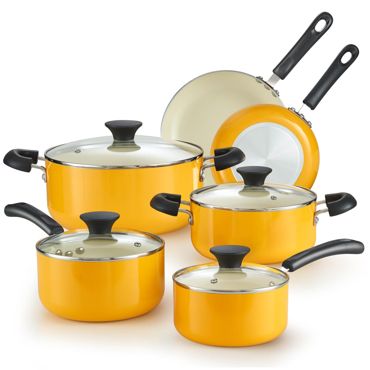 Cook N Home Pots and Pans Set Nonstick, 10-Piece Ceramic Kitchen Cookware Sets, Nonstick Cooking Set with Saucepans, Frying Pans