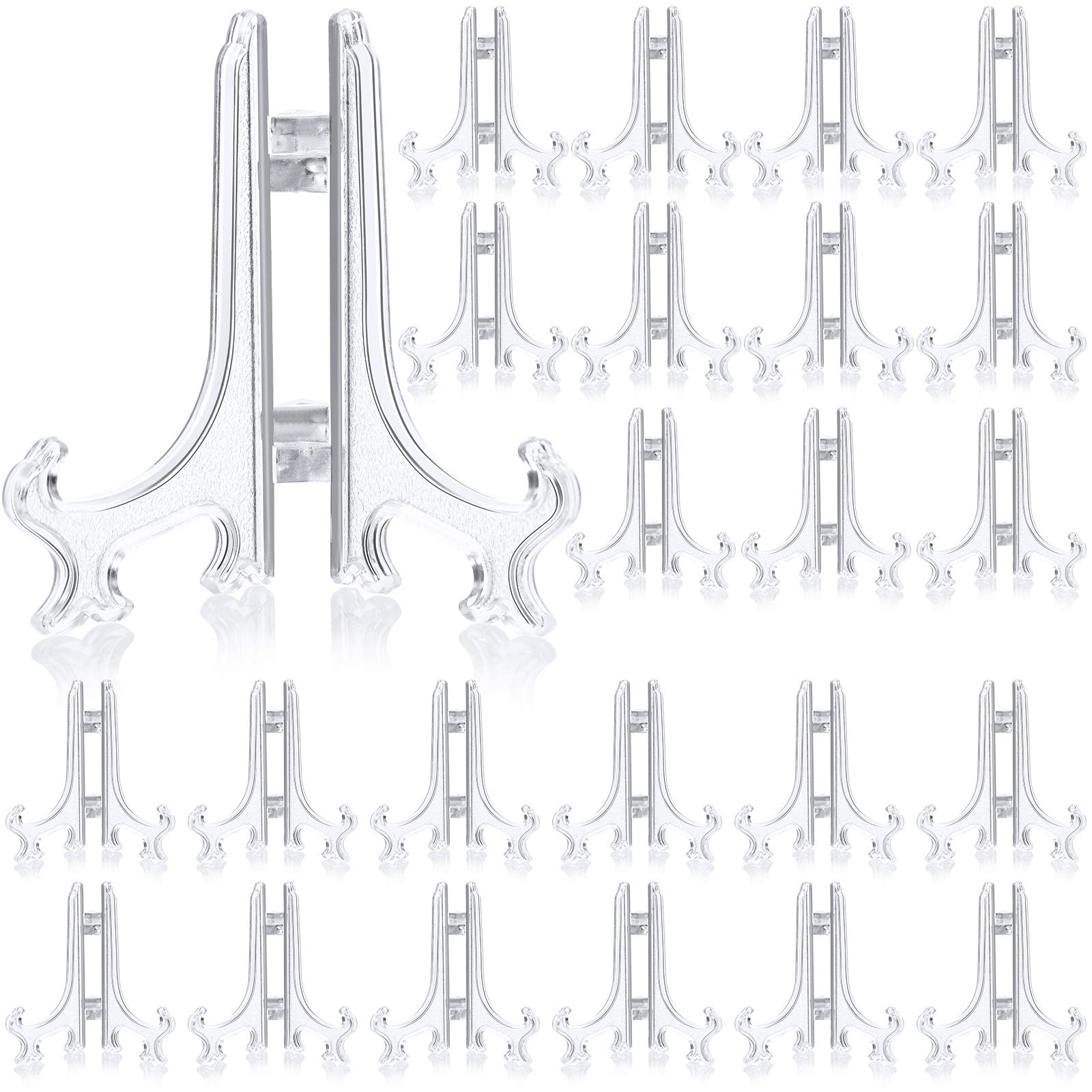 48 Pieces Mini Easel Stands Plastic Plate Stand Holder Display Picture Easel Stand for Display Picture Frame Collectibles Deskto