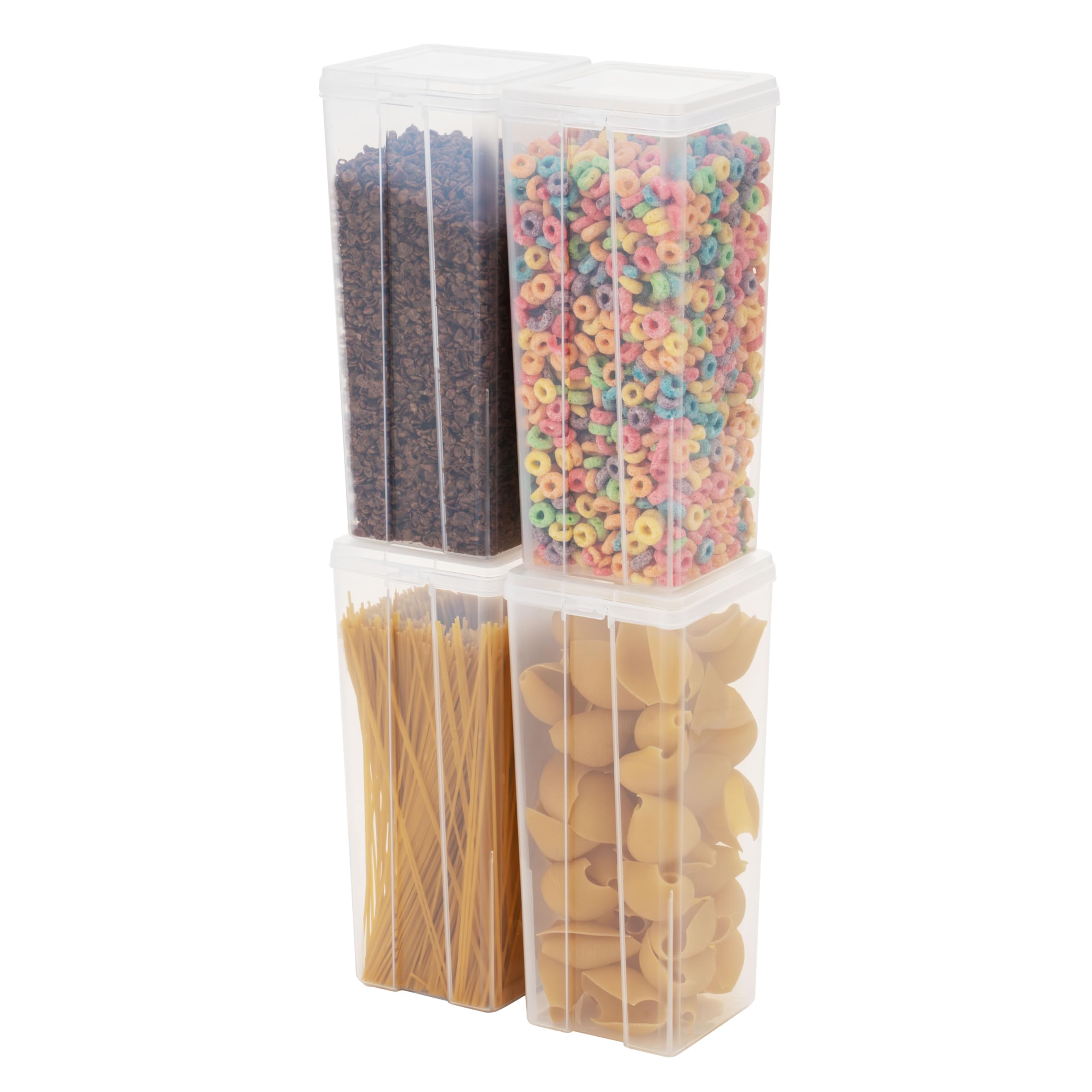 IRIS USA Food Storage Containers with Flip-Top Lid, 3.9 Qt - 4 Pack, Clear Stackable Food Containers for Kitchen & Pantry Organi