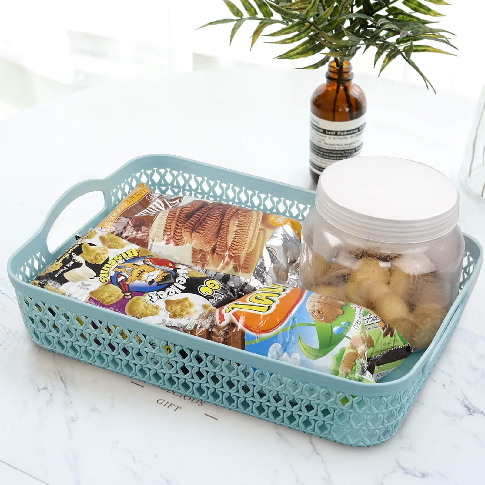 Annkkyus Weaving Plastic Baskets, Set Of 6 A4 Paper Storage Tray