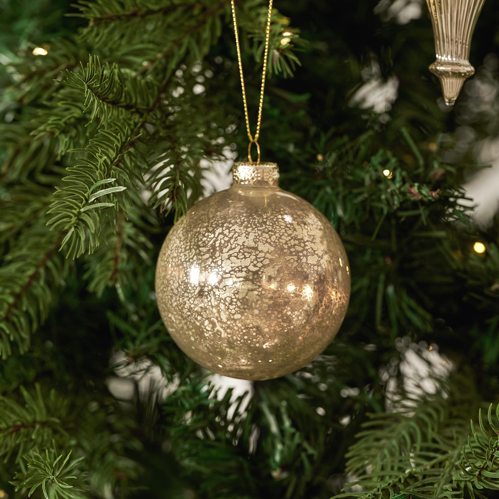 DN DECONATION Christmas Decorations Gold Mercury Glass Ball Ornaments Set of 12, 3.14    Matte Christmas Balls for Xmas Tree Dec