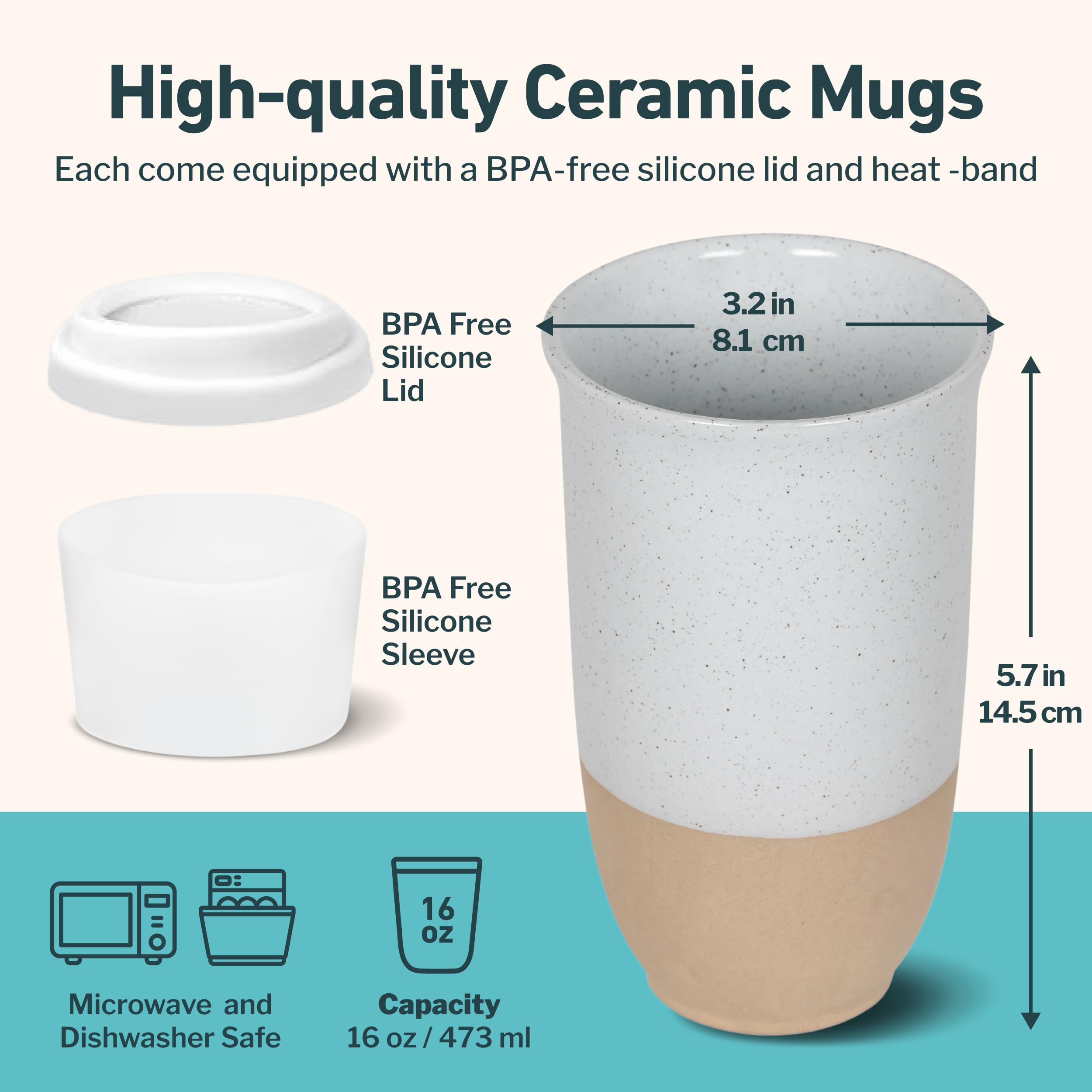 NOVA CERAMICS Travel Mug - Coffee Mug Travel - Microwave & Dishwasher Safe Coffee Clay Tumbler - Gifts For Women Men Him Her - 1