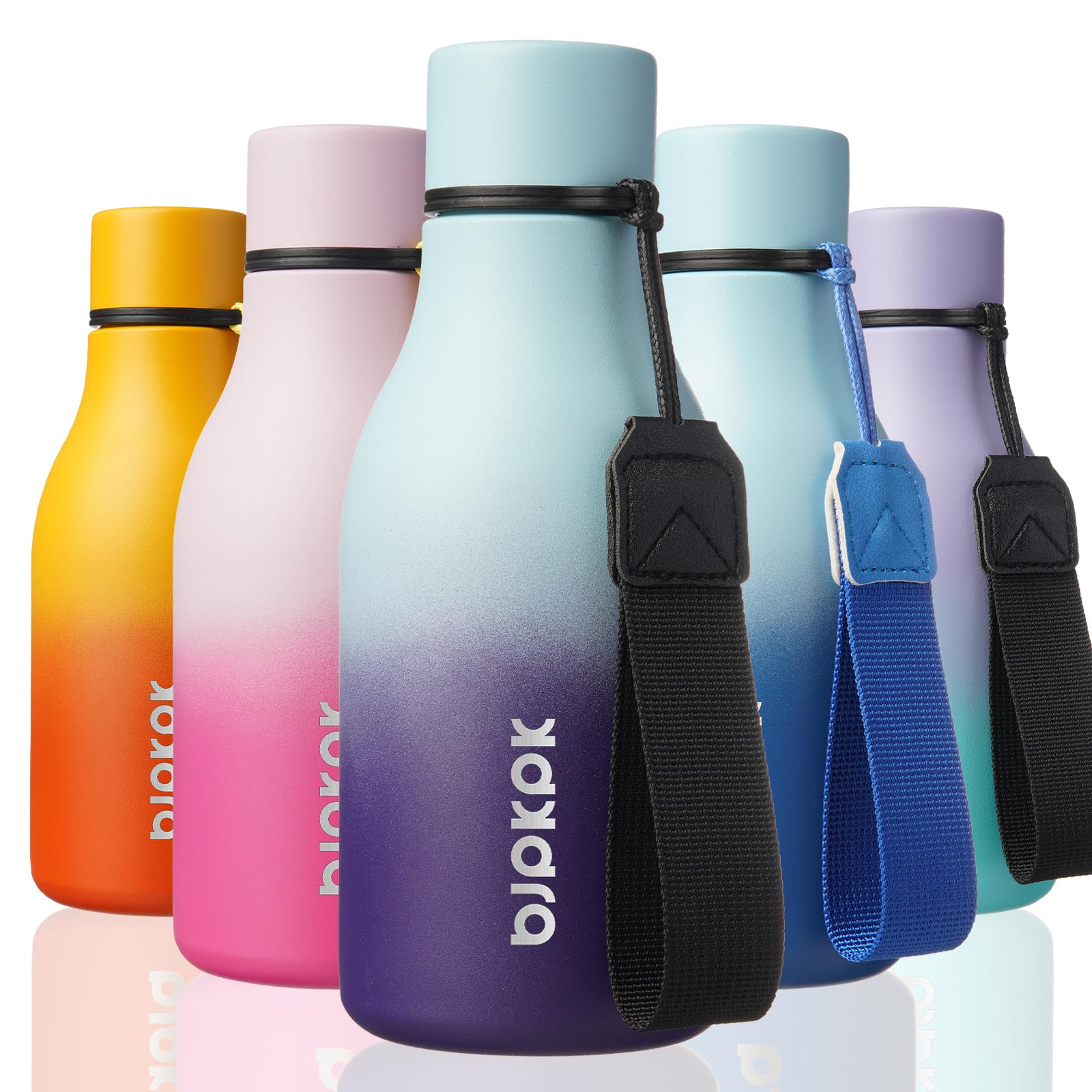 BJPKPK Insulated Water Bottles, 12oz Stainless Steel Metal Water Bottle with Strap, BPA Free Leak Proof Jugs, Mugs, Flasks, Reus