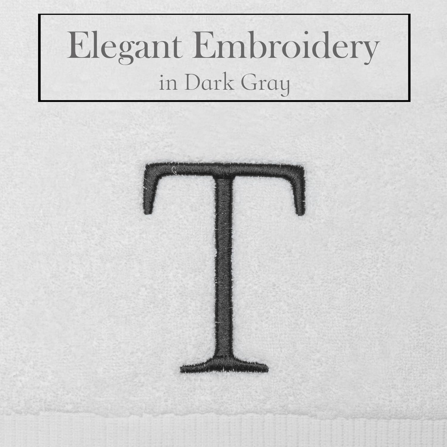 Dark Gray And White Bathroom Hand Towel - Monogrammed Luxury Hotel Quality Decorative Embroidered Towel For Powder Room, Spa - G
