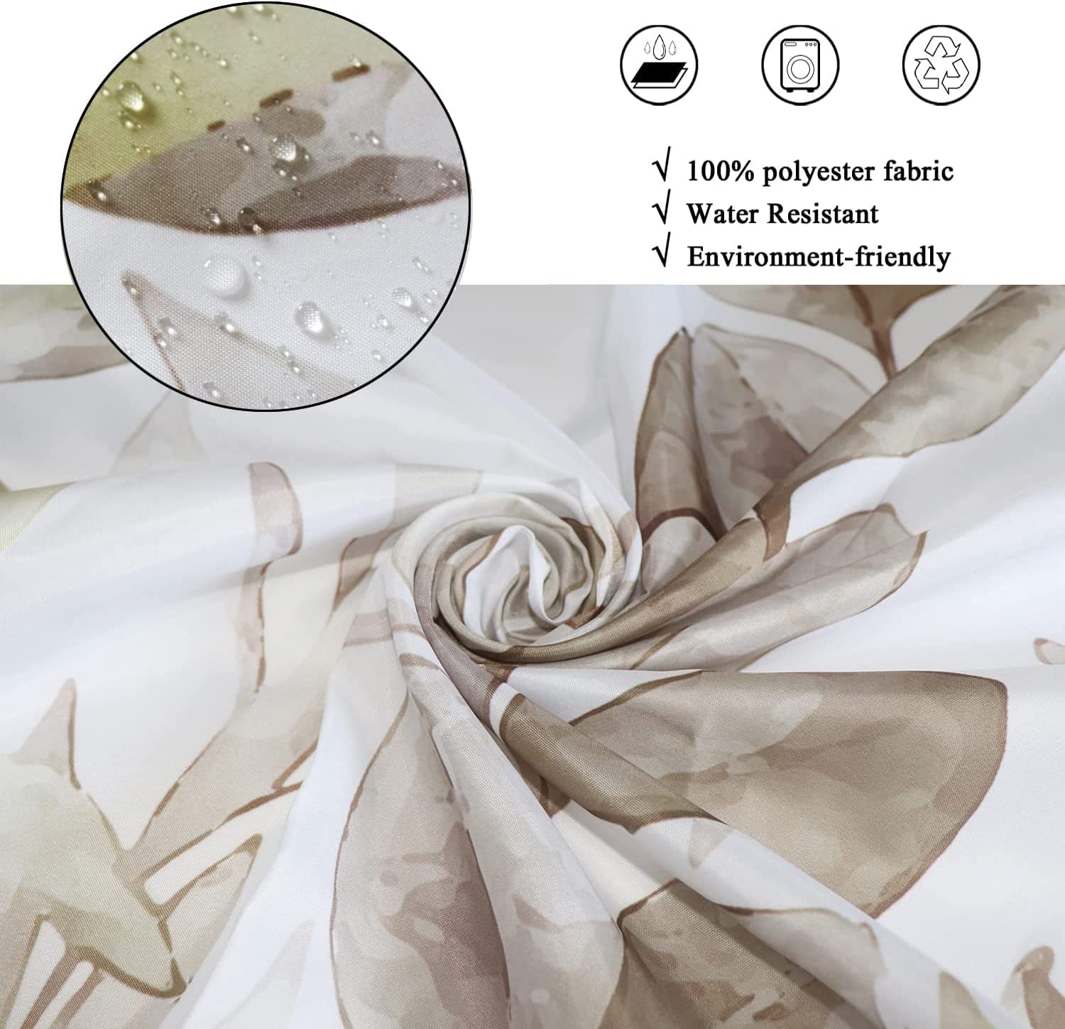 Gcirec Botanical Shower Curtains (72'' X 72''), Watercolor Autumn Eucalyptus Leaf Plant Tan Bathroom Curtain For Bathtub Home De