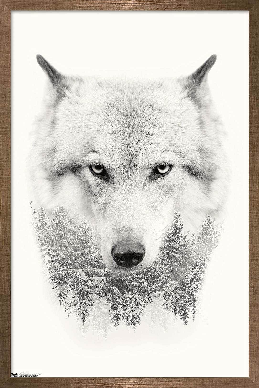 Trends International Wolf - Trees Wall Poster, 22.375'' X 34'', Bronze Framed Version