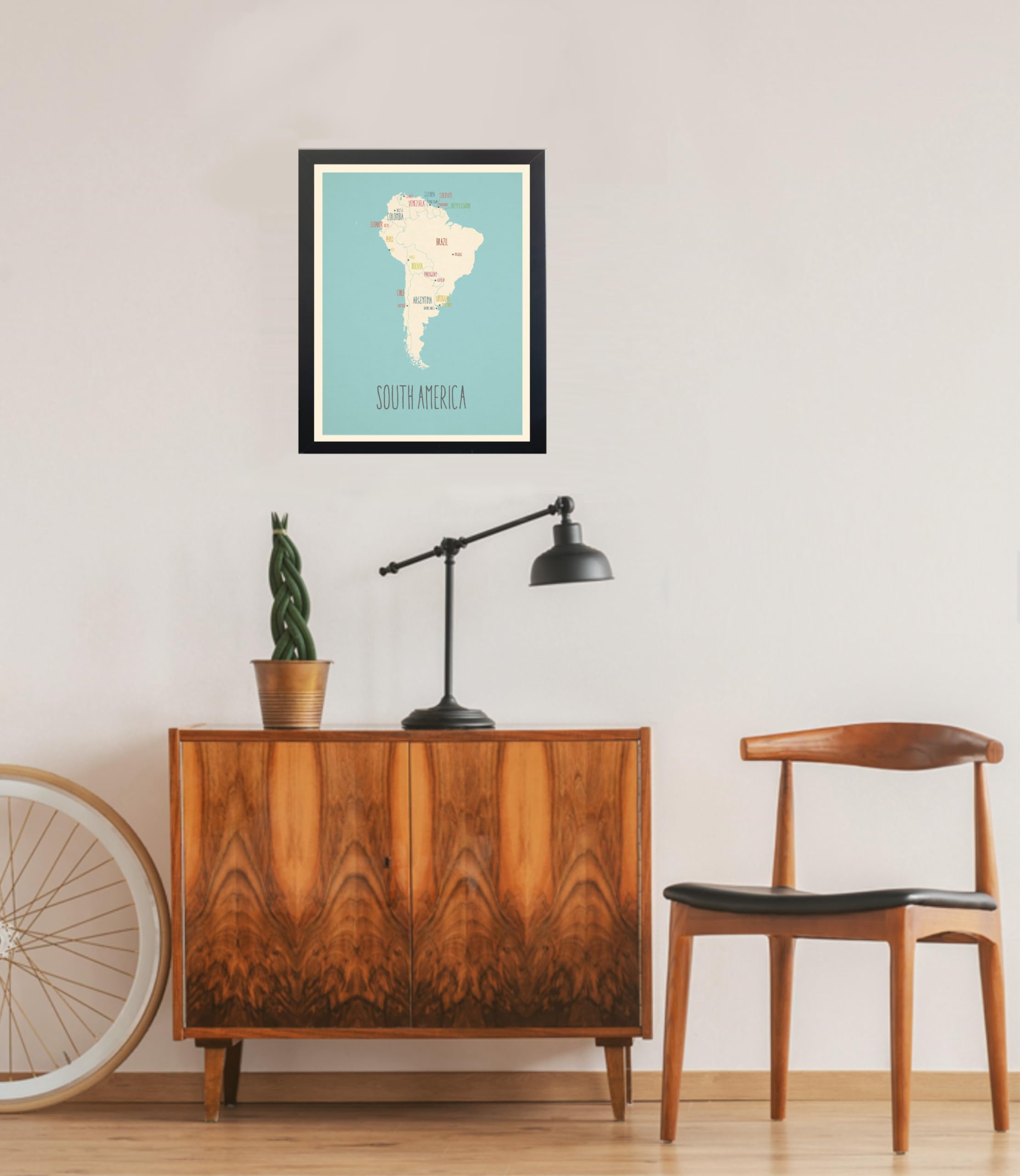Kindred Sol Collective Minimalist Map Poster - South America Wall Art Print, 11" x 14", Blue, Perfect for Home Decor and Office