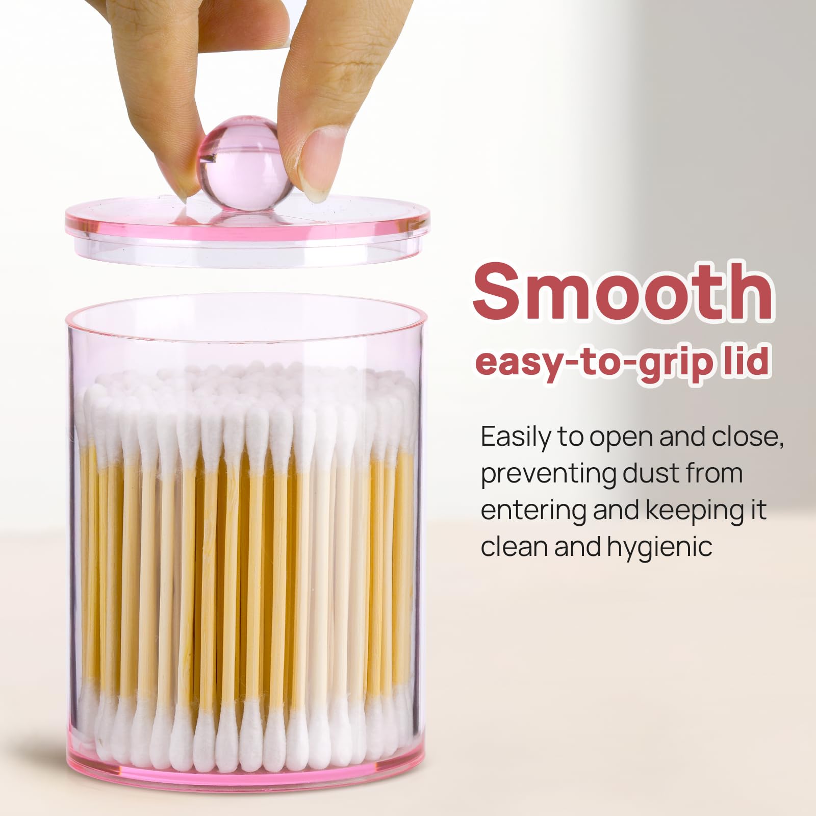 Xipengkeji Qtip Holder Dispenser, 2 Pack 10 Oz, 12 Oz Plastic Apothecary Jar Set For Bathroom Canister Storage Organization,Vani