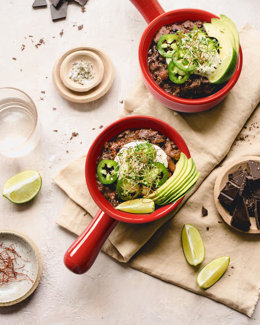 Le Tauci French Onion Soup Bowls With Handles, 15 Ounce For Soup, Chili, Beef Stew, Set Of 4, Red