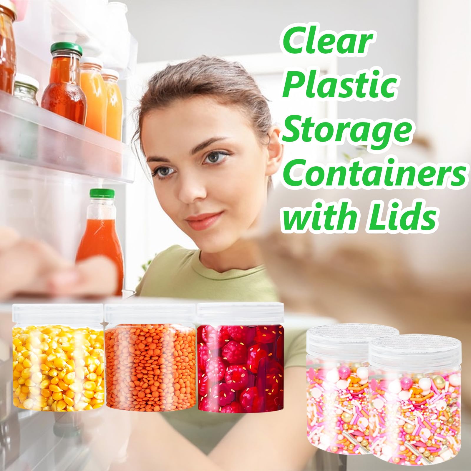 20Pack 4Oz Clear Plastic Slime Containers With Lids,Round Refillable Travel Storage Sealed Jars Wide Mouth Container For Candy,M