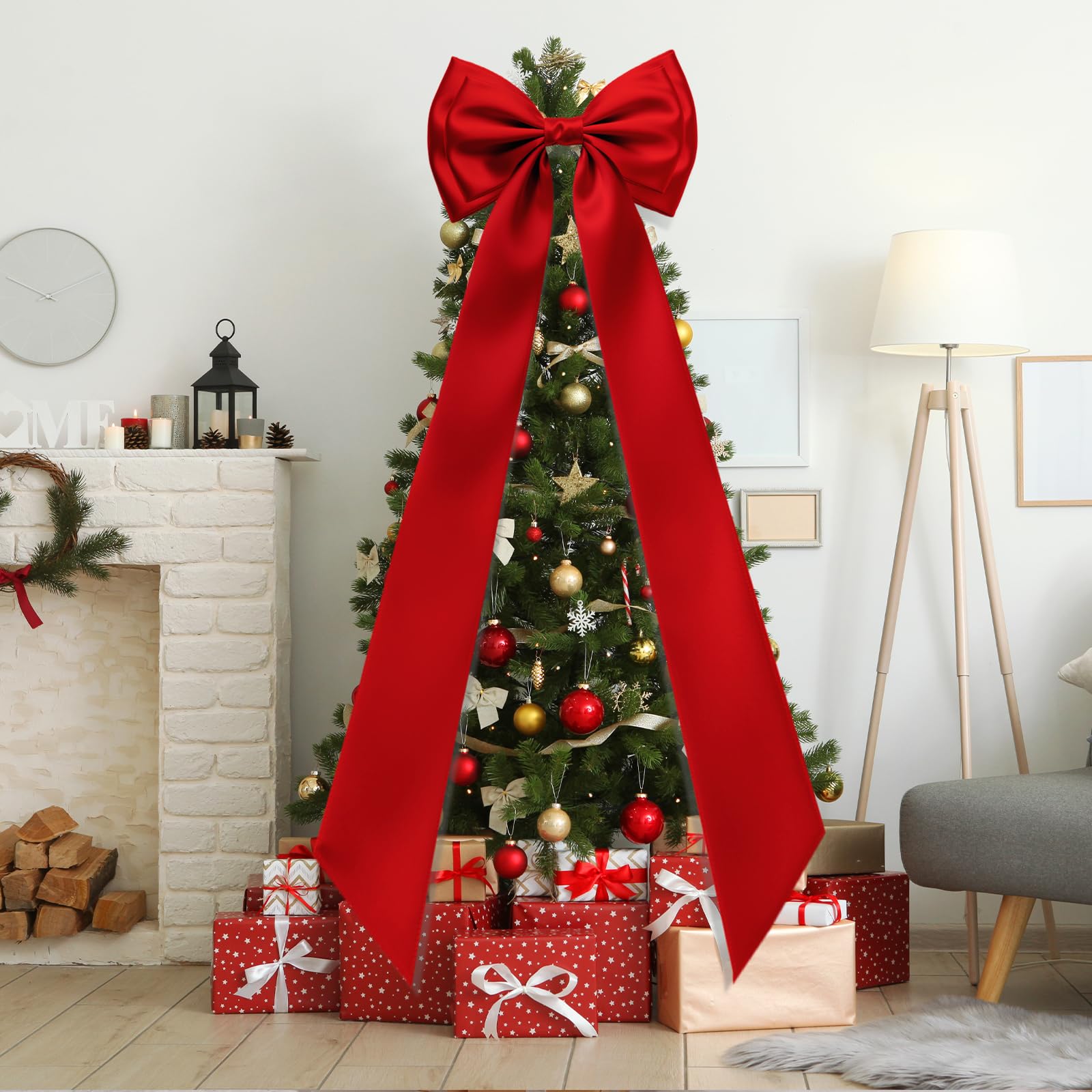 AZEAM Giant Bow Decoration, Big Bow for Backdrop with Back Ribbon 83x20 Inches, Satin Large Bows for Decoration, Coquette Bows D