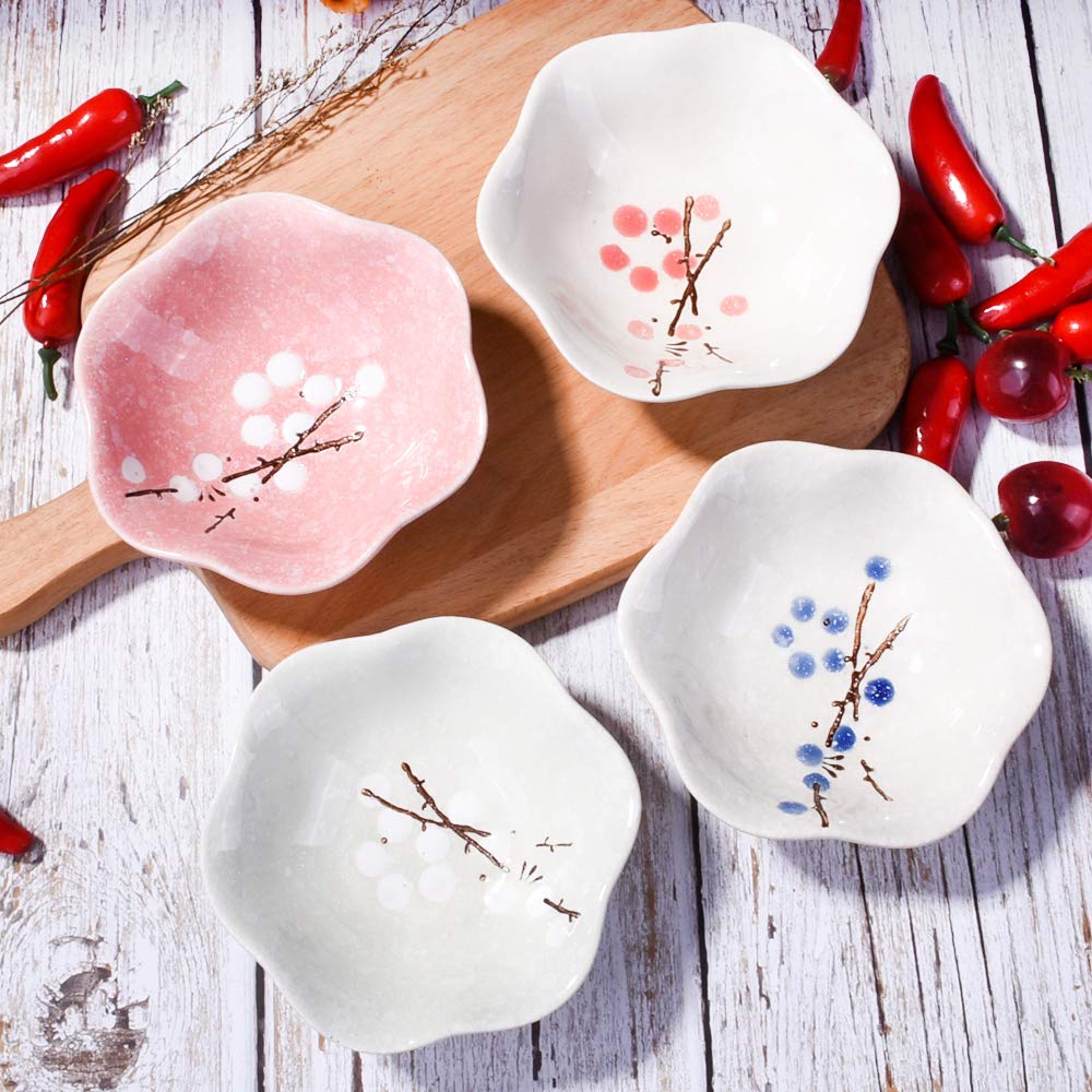 Whitenesser Ceramic Soy Sauce Dish Set Of 4 Japanese Porcelain Dipping Bowls Cups For Sushi Seasoning