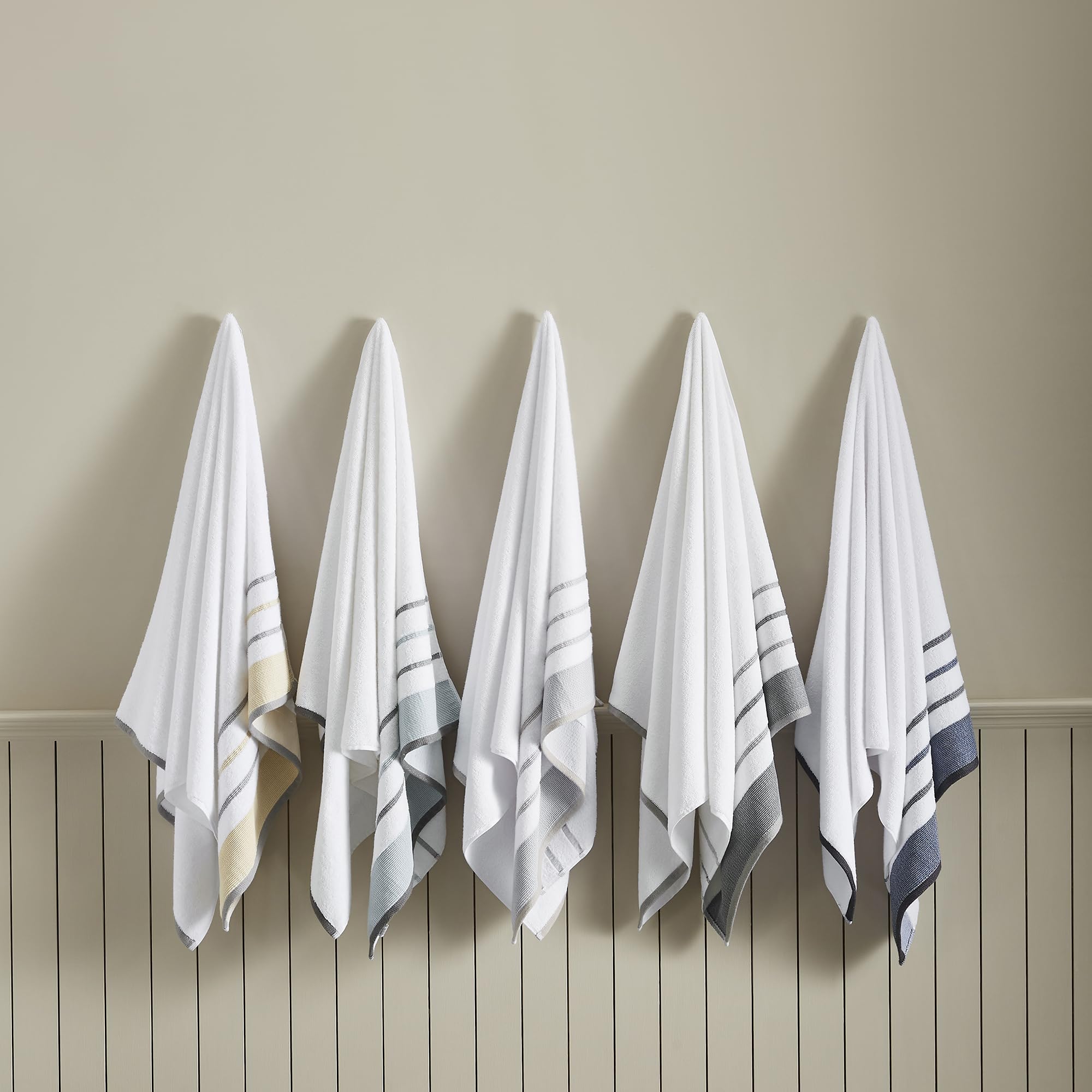 Great Bay Home Cotton Striped Bath Towels, Luxury 6 Piece Set - 2 Bath Towels, 2 Hand Towels And 2 Washcloths Highly Absorbent Q
