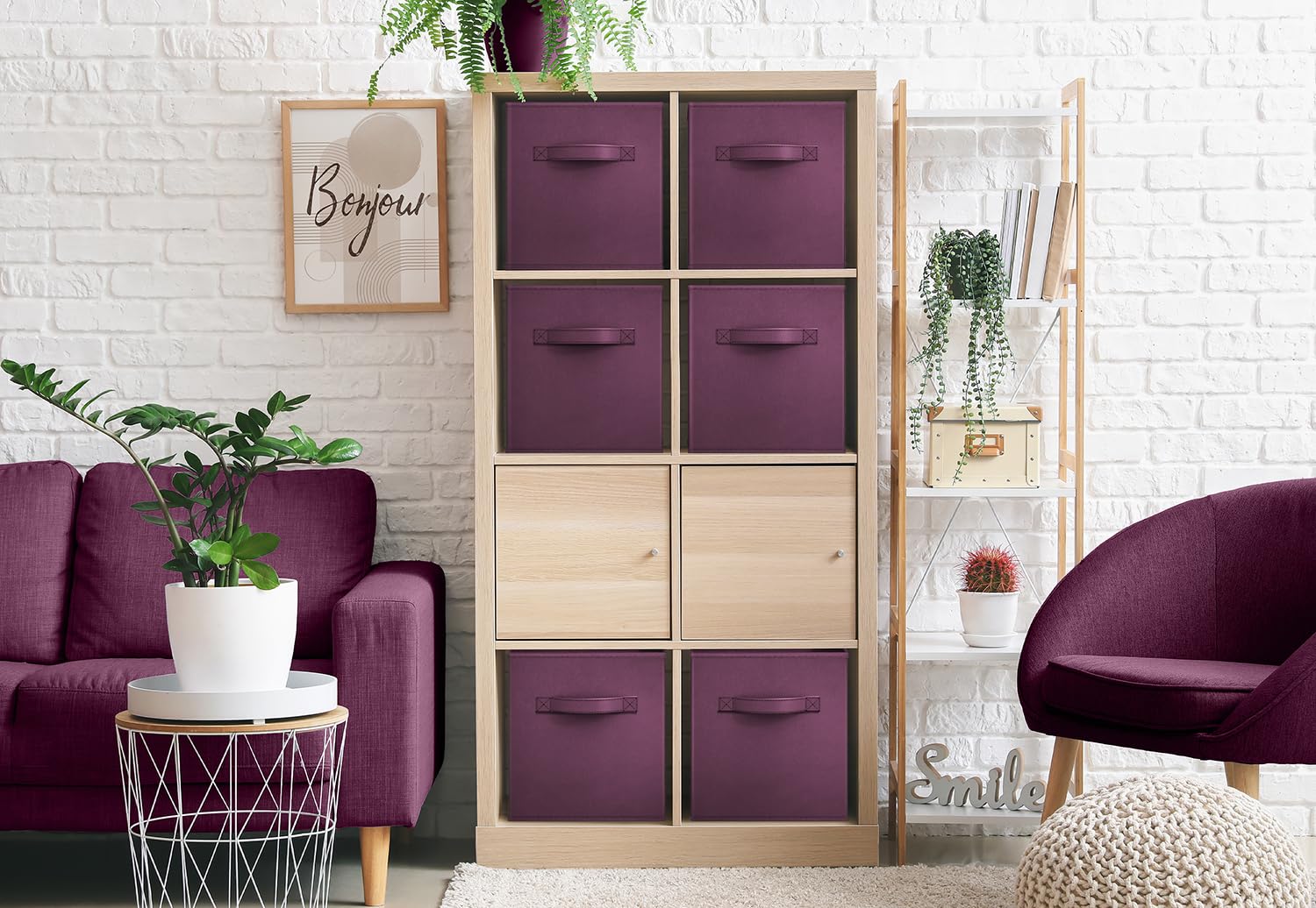 Sorbus Foldable Storage Cubes - 6 Fabric Baskets For Organizing Pantry, Closet, Shelf, Nursery, Playroom, Toy Box, Cubby - 11 In