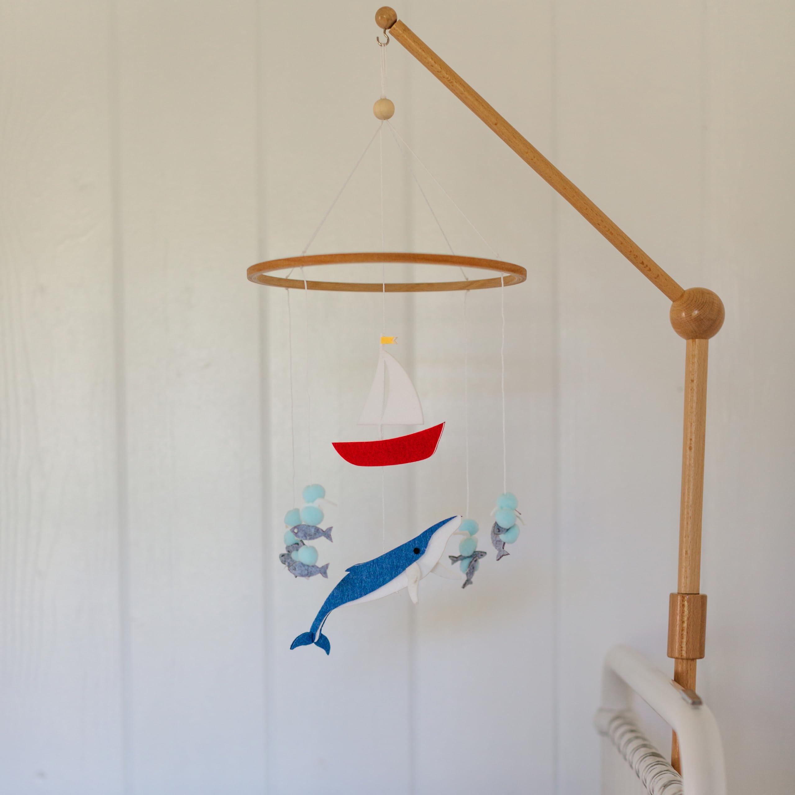 Sorrel + Fern Baby Crib Mobile (Whale and Sailboat Ocean) - Baby Shower Gift Nursery Decoration for Boys & Girls