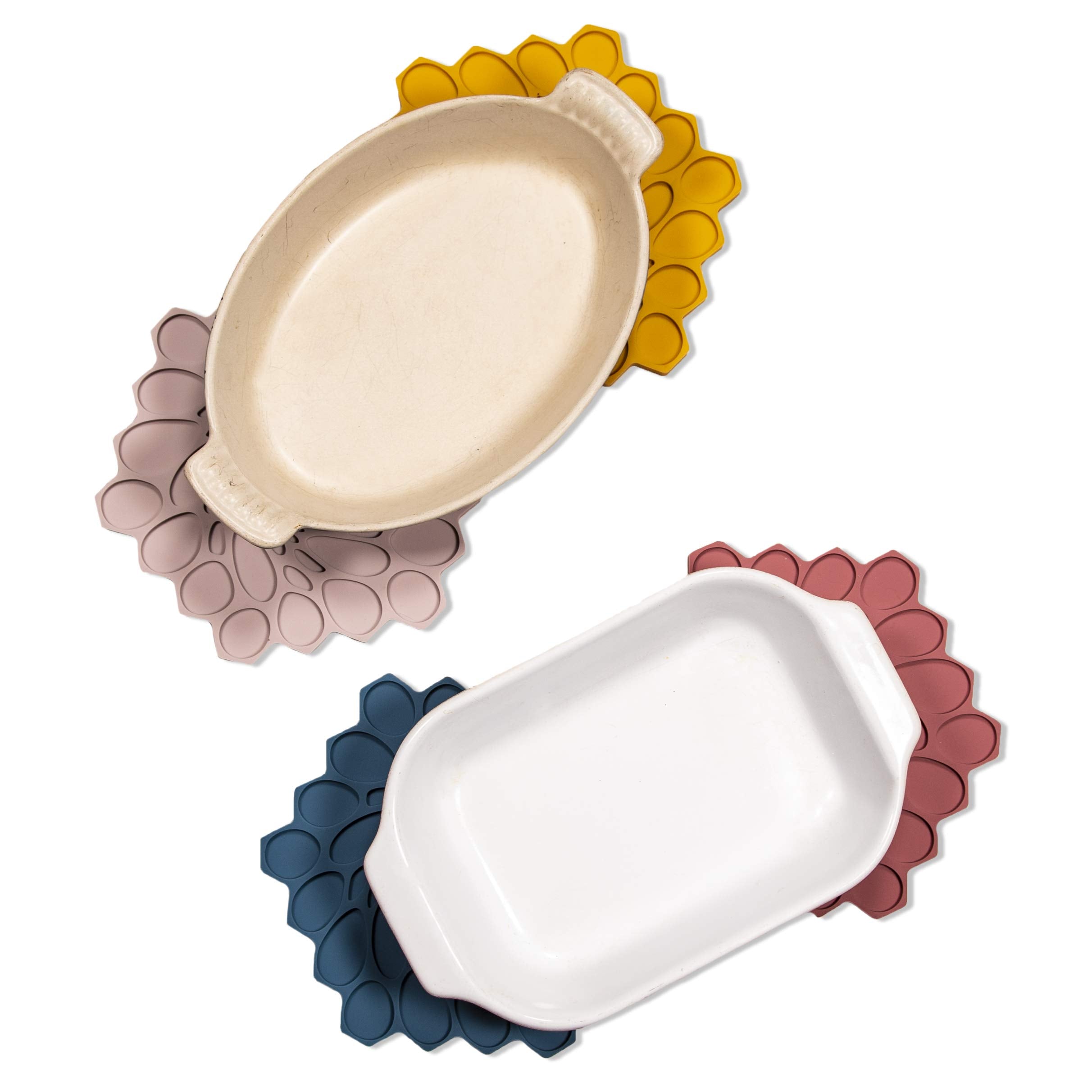 Modern-Twist 7 X 7'' Hive Silicone Trivet, Heat Resistant Up To 675F, Non Slip, Protects Table From Heat, Rouge, Pack Of 1