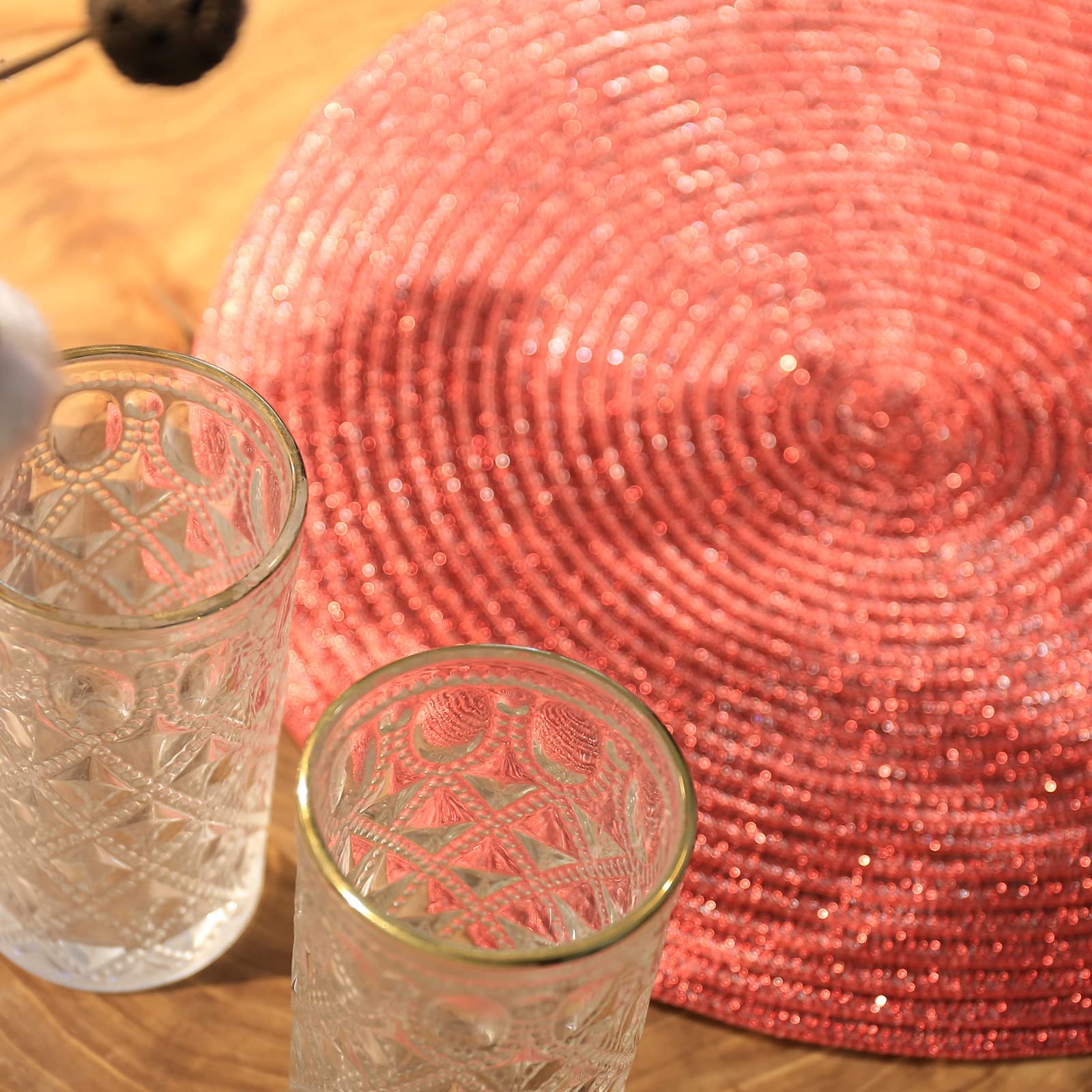 Ahhfsmei Round Braided Placemats 15 Inch Round Table Mats For Dining Tables Natural Woven Heat Resistant Place Mats Set Of 6 (Re