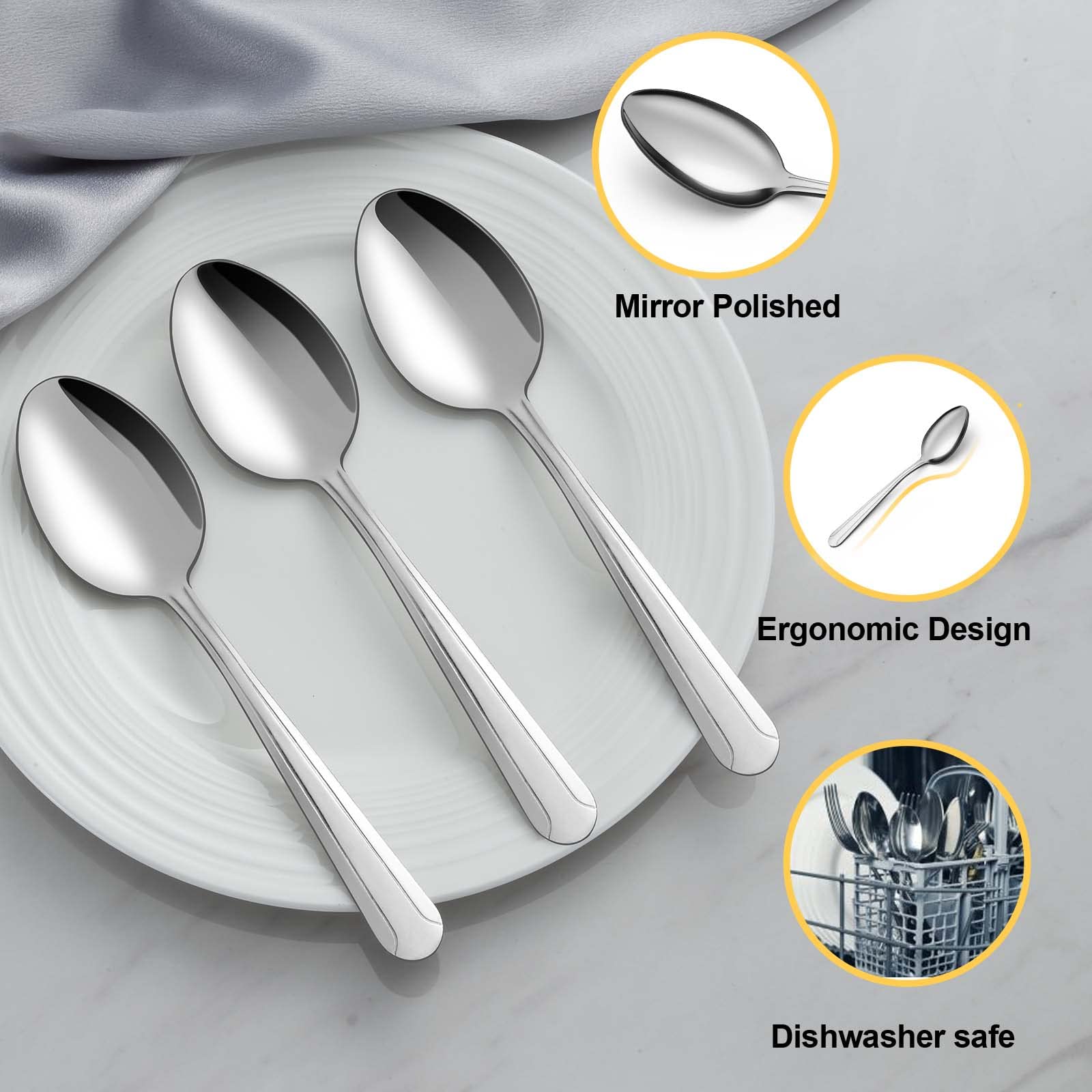 Bewos 24 Pieces Tea Spoons Set, 6.2 Inches Stainless Steel Teaspoons Silverware, Coffee Spoons, Small Mirror Polished, Dishwashe