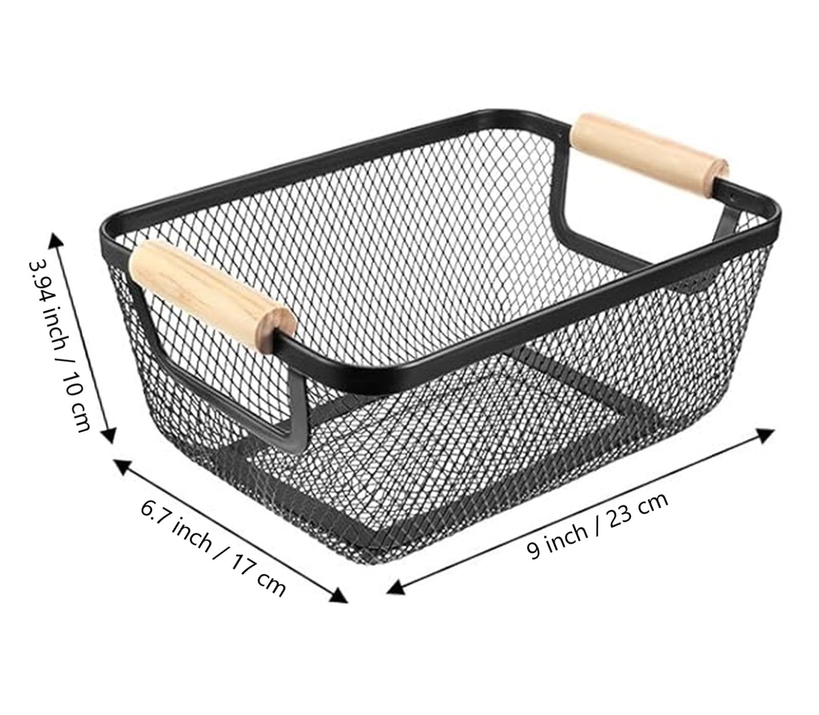 Ajioda 2 Pack Metal Mesh Steel Basket, Wire Storage Organizer Basket Multi-Function Hanging Kitchen Basket Fruit Basket With Woo
