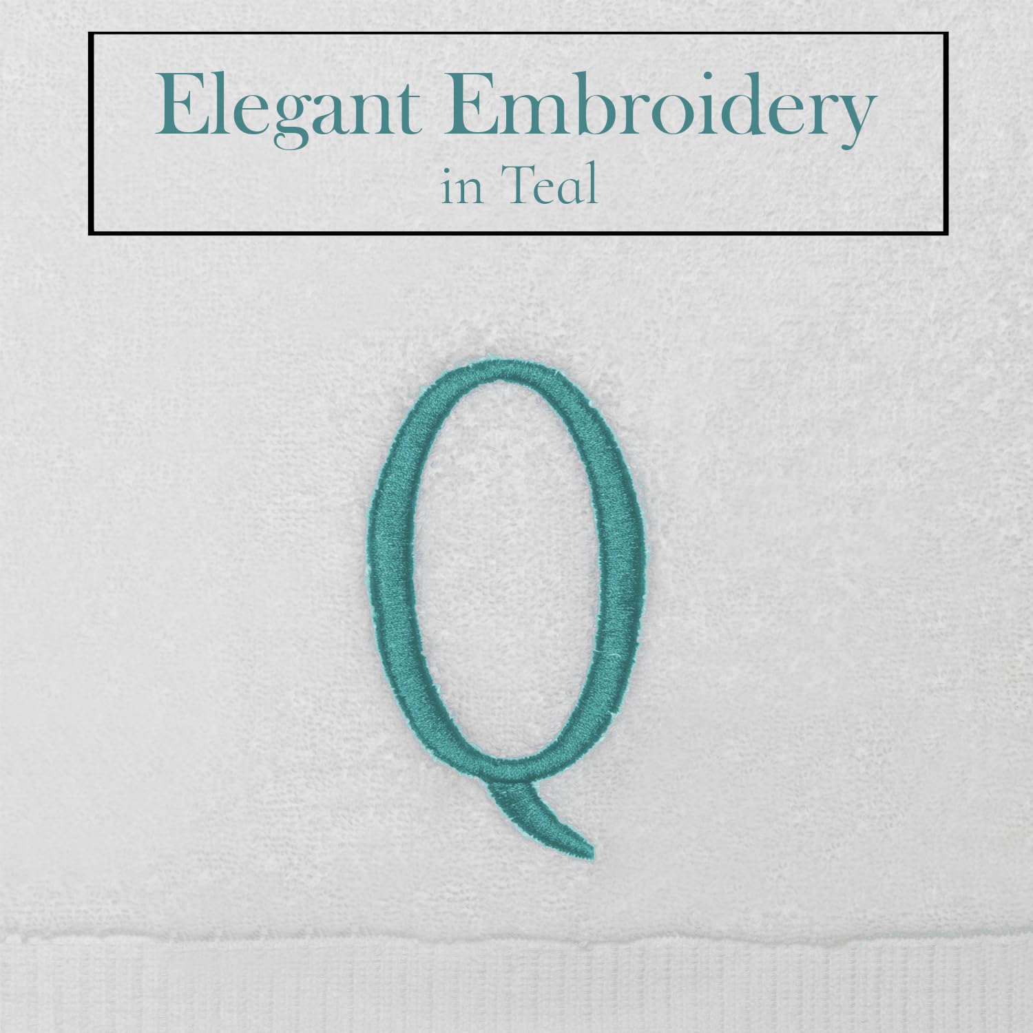 Teal Powder Room Hand Towel - Monogram Initial Hotel Quality Decorative Embroidered Luxury Towel For Spa - Gots Organic Certifie