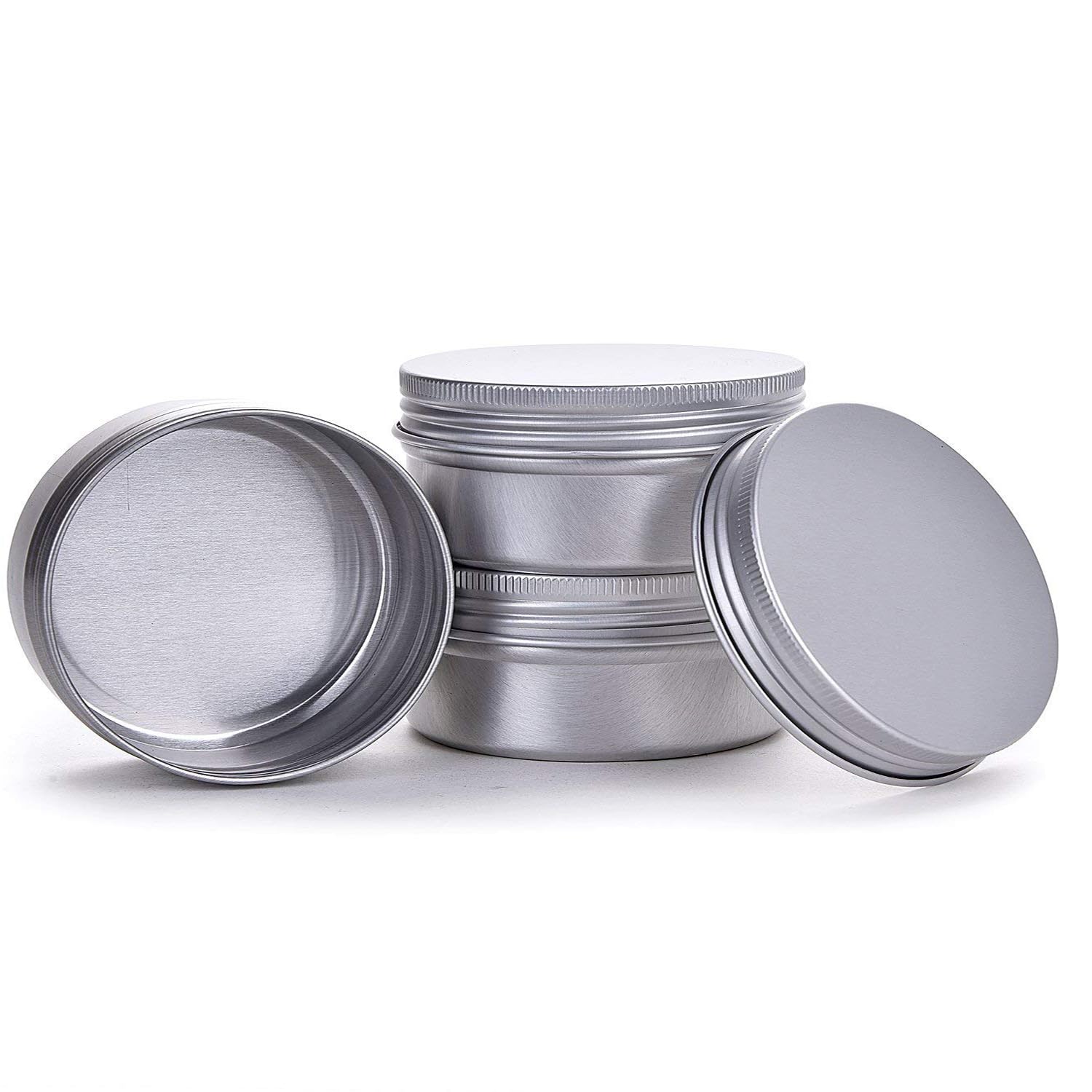 4 Ounce Aluminum Tin Jar Refillable Containers 120 Ml Aluminum Screw Lid Round Tin Container Bottle For Cosmetic,Lip Balm, Cream