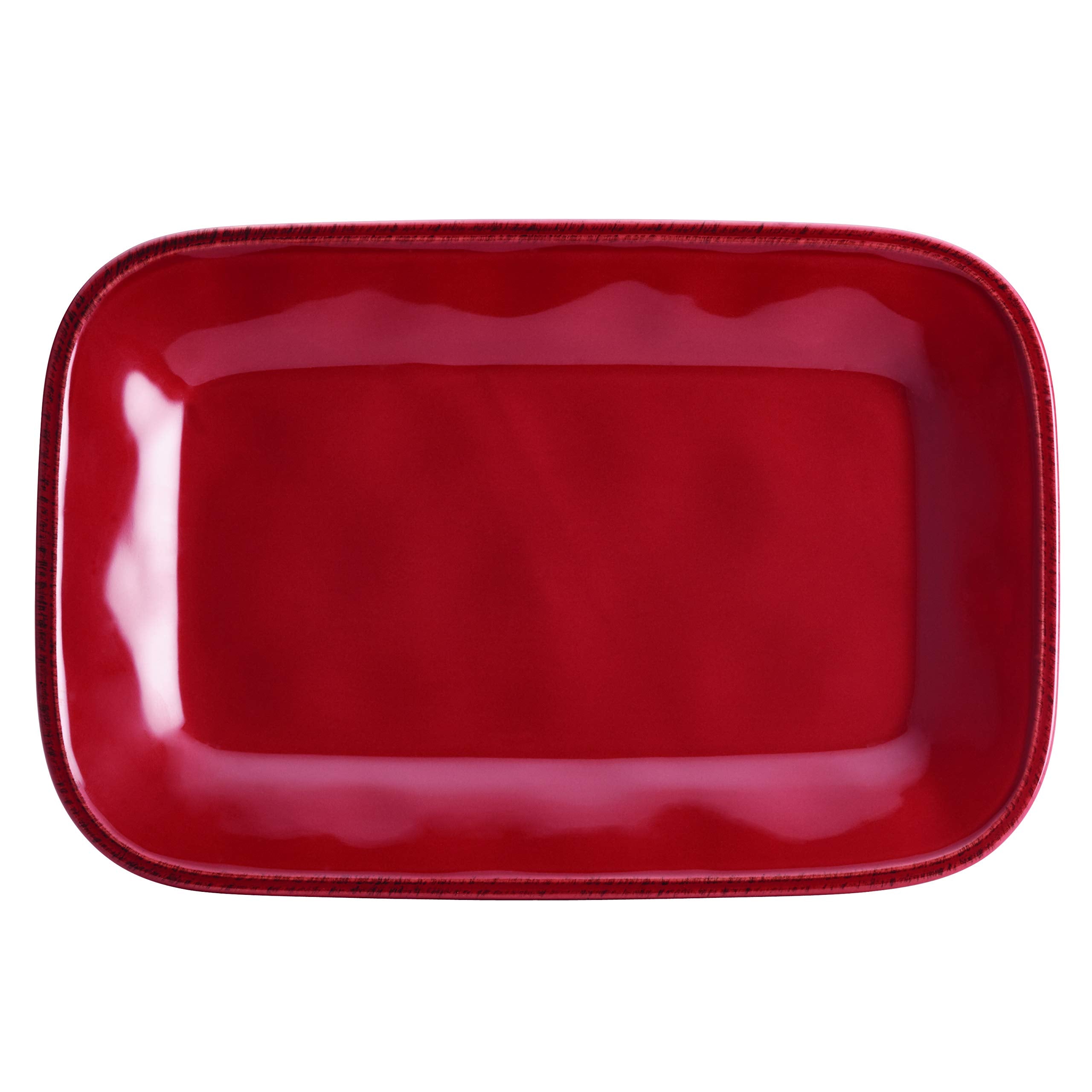 Rachael Ray Cucina Dinnerware 8-Inch X 12-Inch Stoneware Rectangular Platter, Cranberry Red -